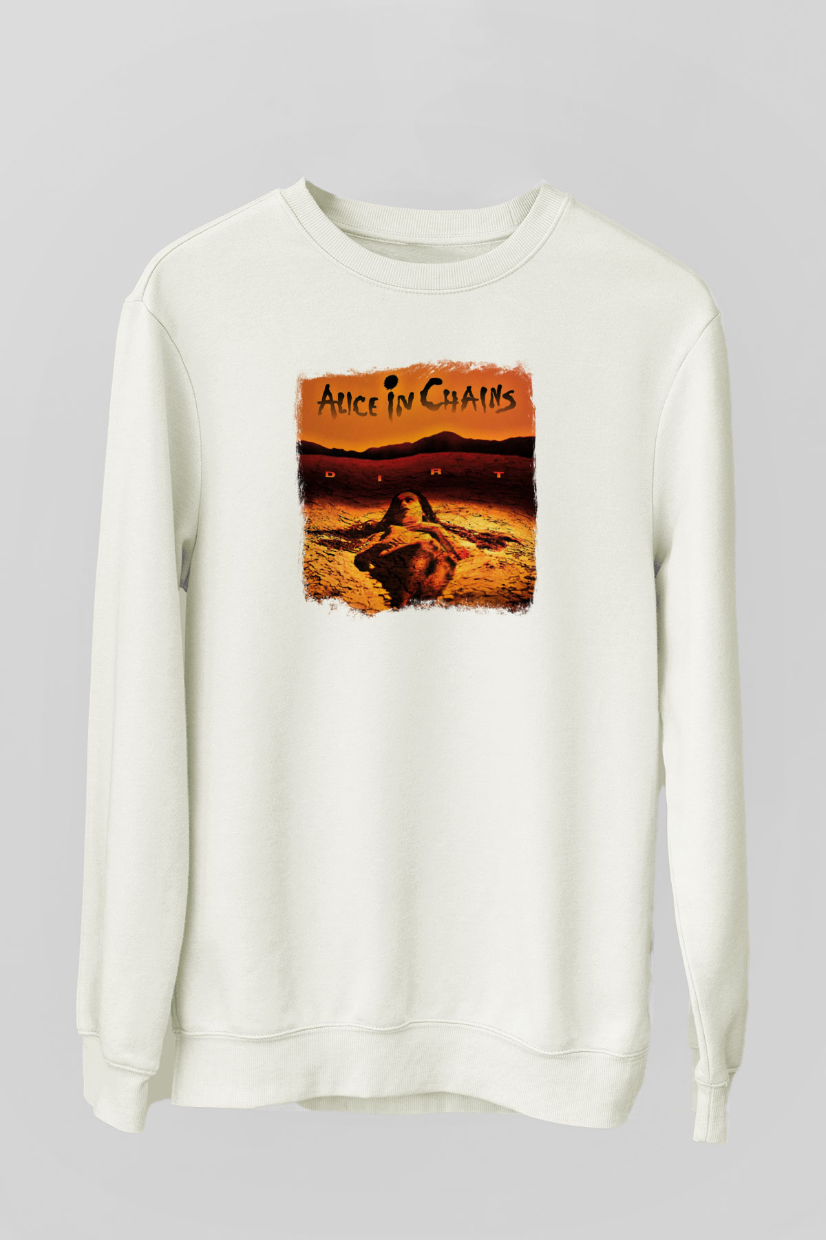Alice in Chains Baskılı Unisex Beyaz Sweatshirt