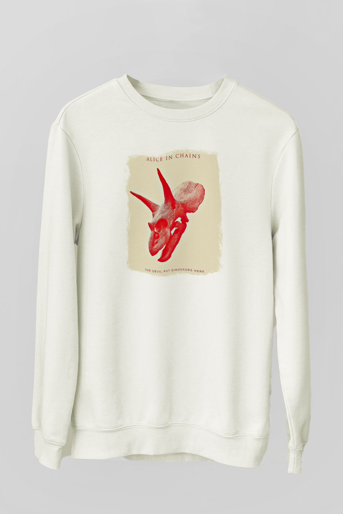 Alice in Chains Baskılı Unisex Beyaz Sweatshirt