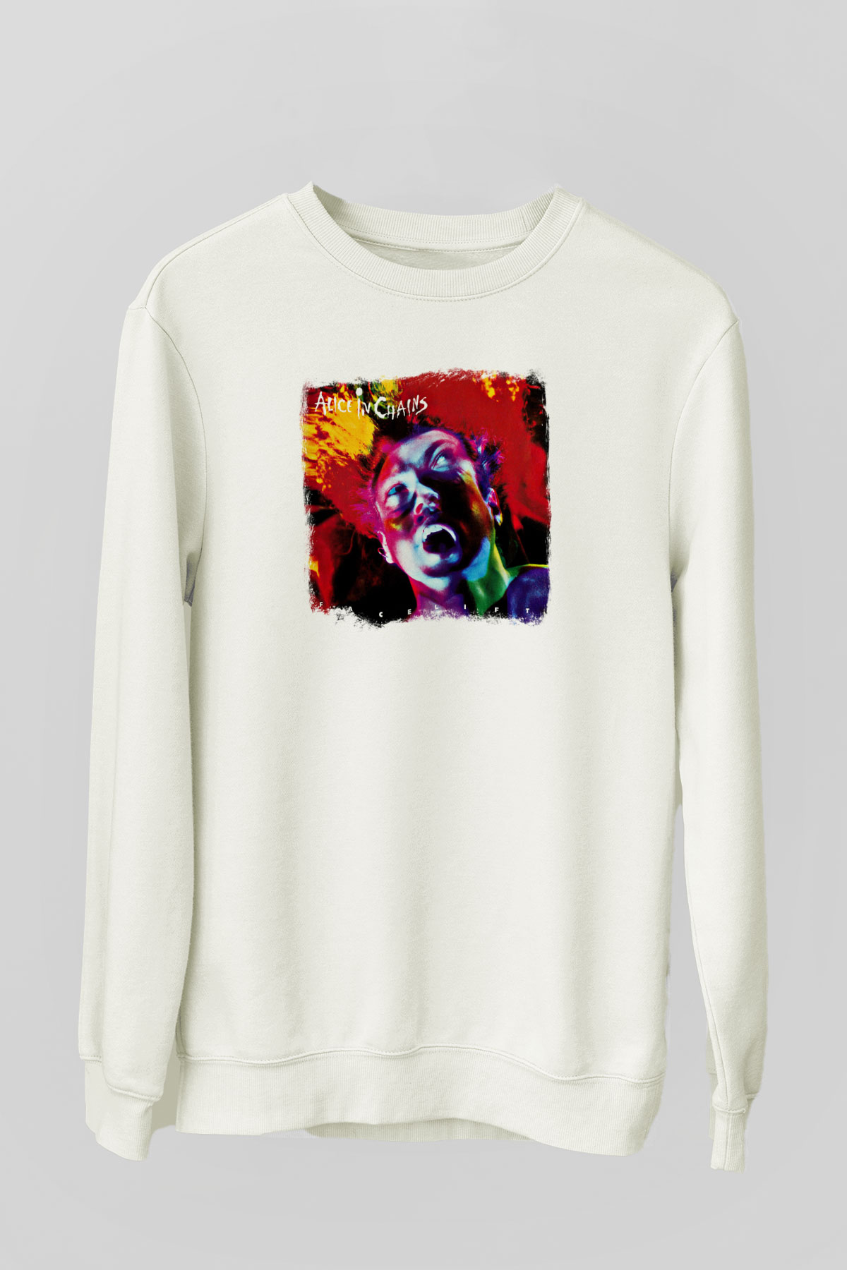 Alice in Chains Baskılı Unisex Beyaz Sweatshirt