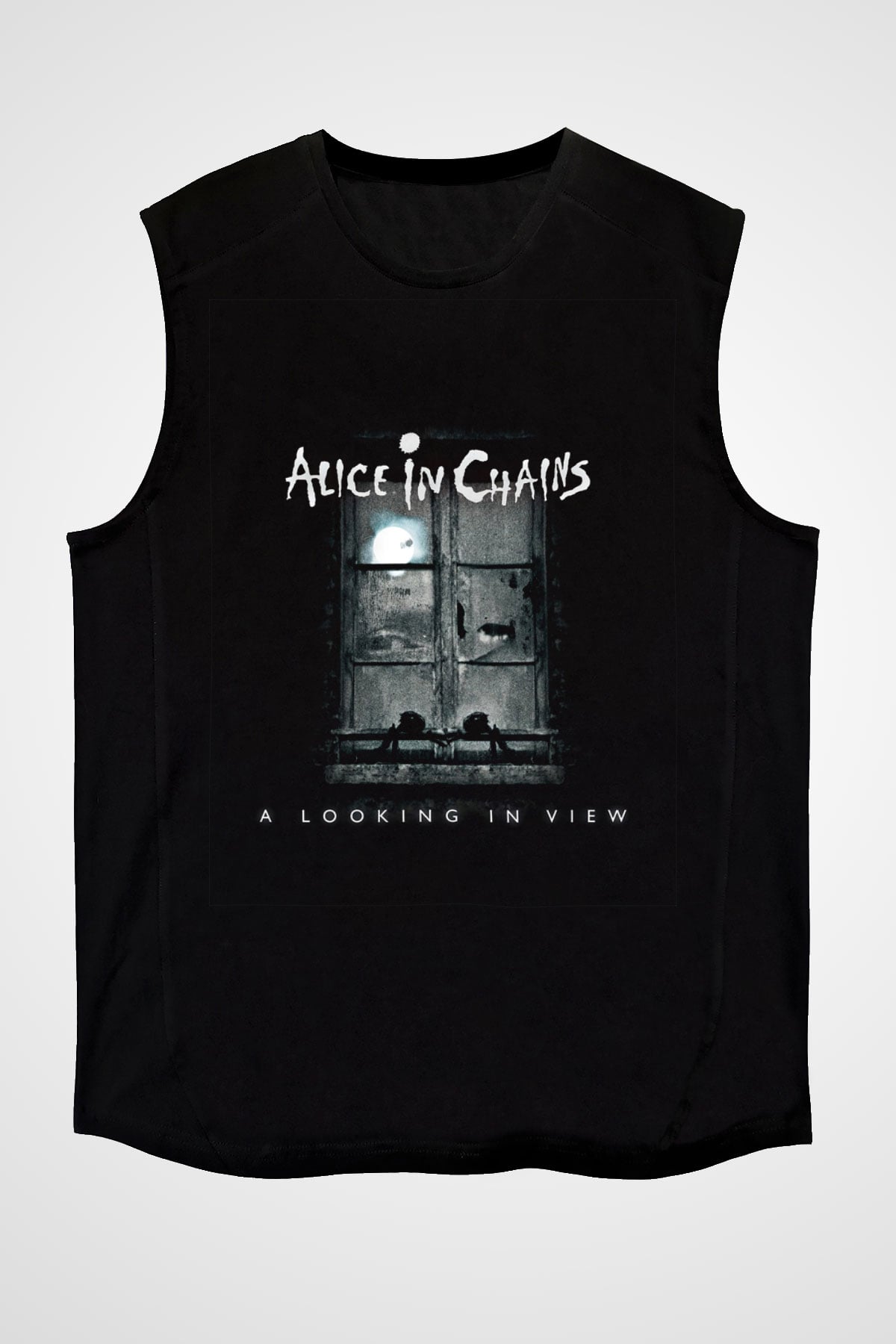 Alice in Chains Baskılı Unisex Siyah Kolsuz Tişört