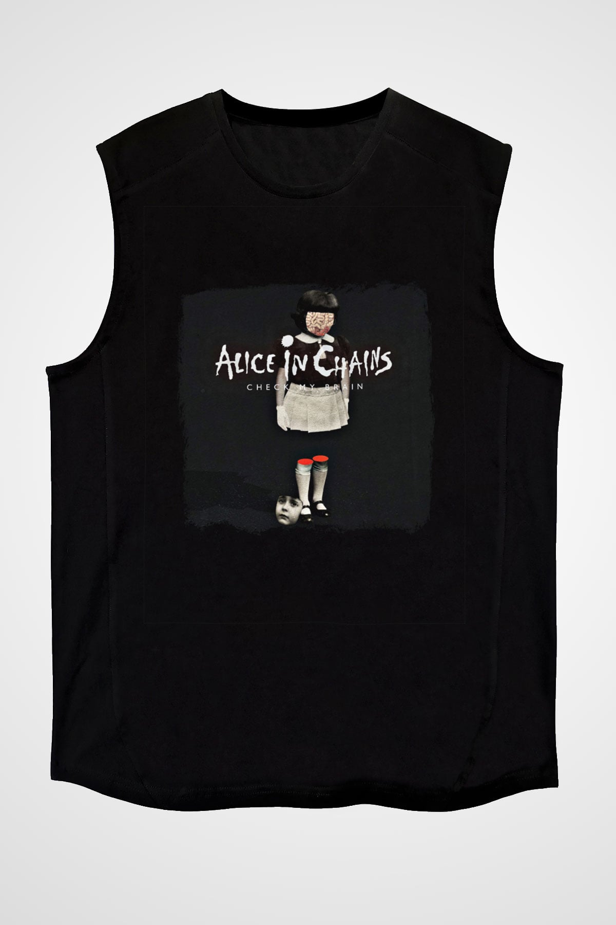 Alice in Chains Baskılı Unisex Siyah Kolsuz Tişört