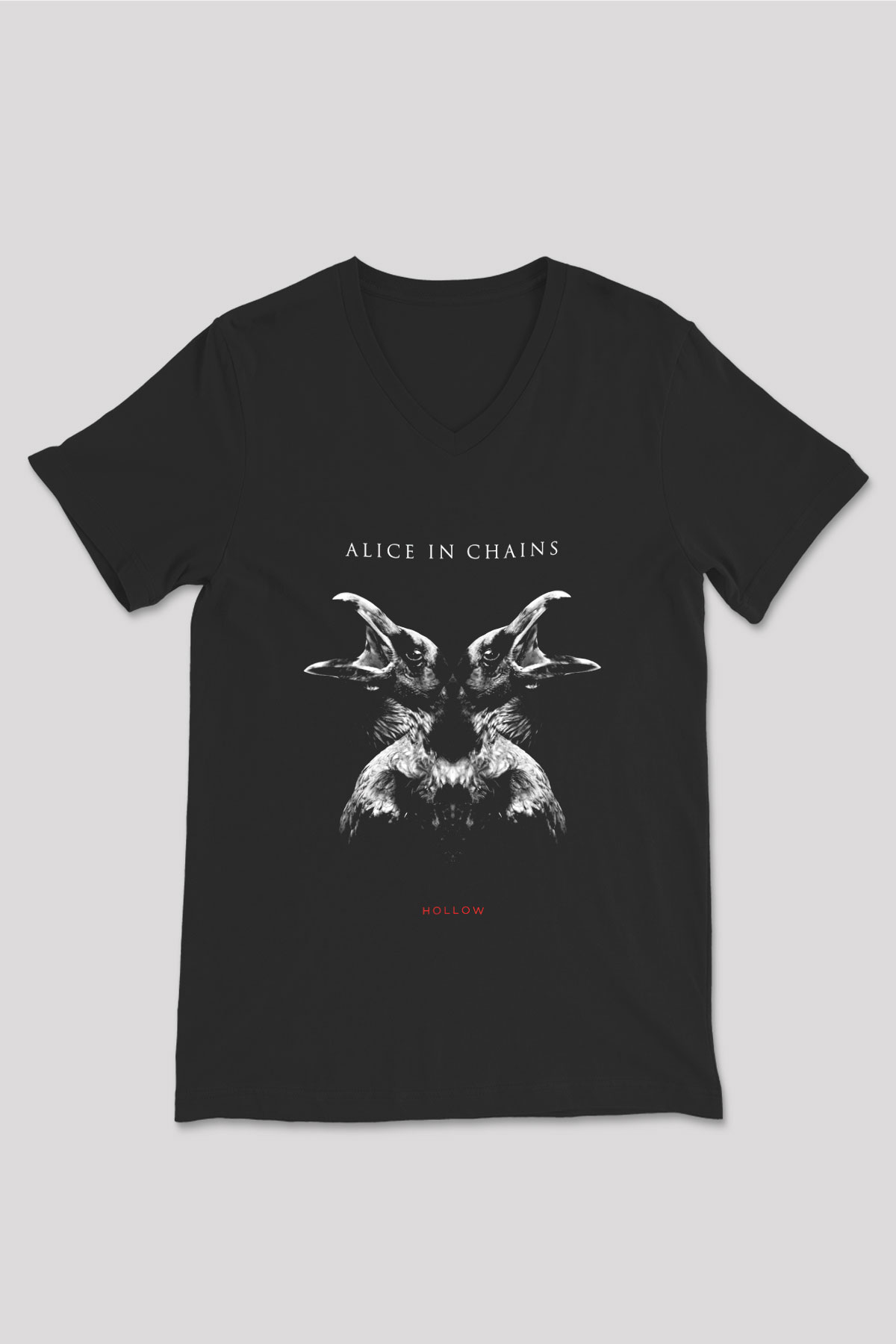 Alice in Chains Baskılı Unisex Siyah V Yaka Tişört