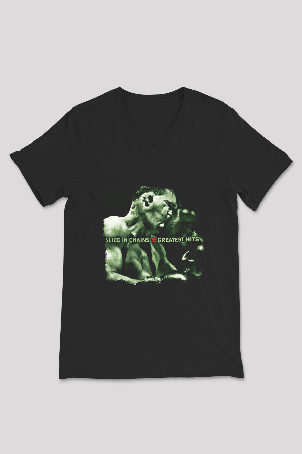 Alice in Chains Baskılı Unisex Siyah V Yaka Tişört
