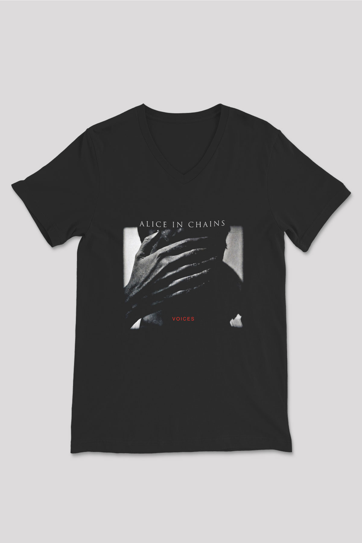 Alice in Chains Baskılı Unisex Siyah V Yaka Tişört