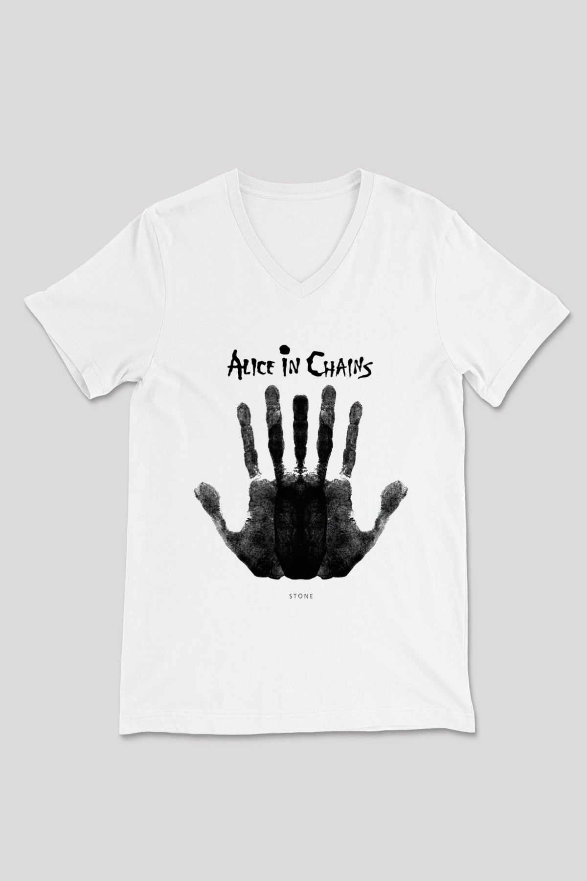 Alice in Chains Beyaz Unisex V Yaka Tişört T-Shirt