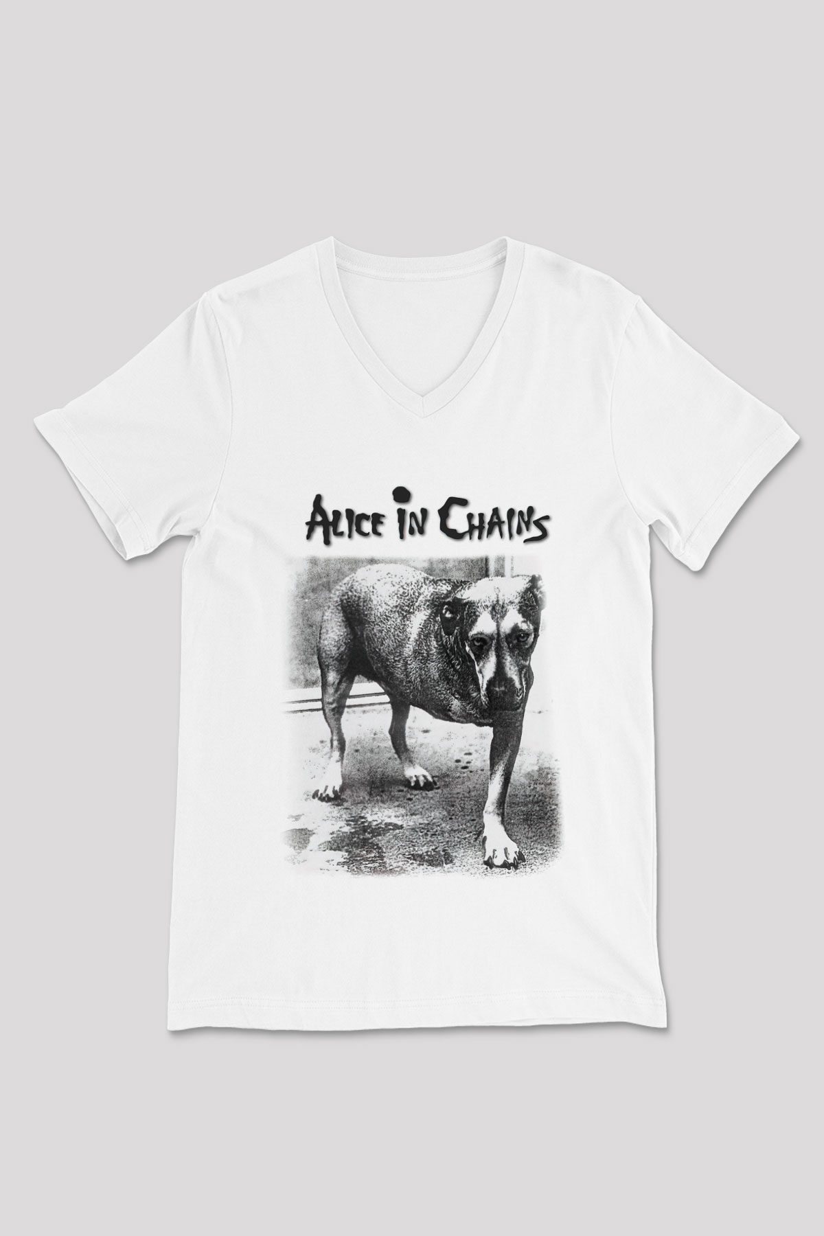 Alice in Chains Beyaz Unisex V Yaka Tişört T-Shirt