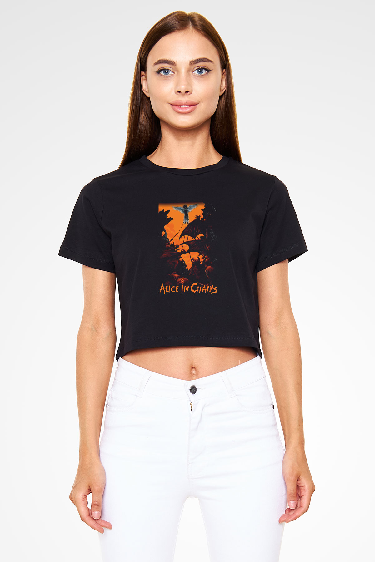 Alice in Chains Siyah Crop Top Tişört