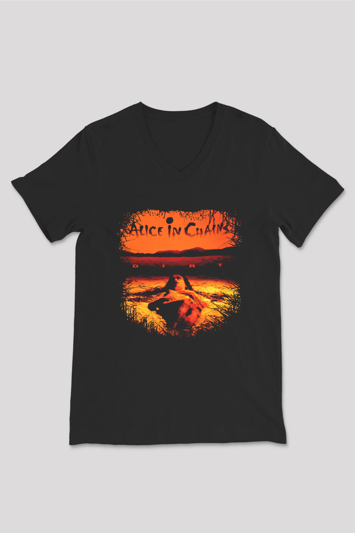 Alice in Chains Siyah Unisex V Yaka Tişört T-Shirt