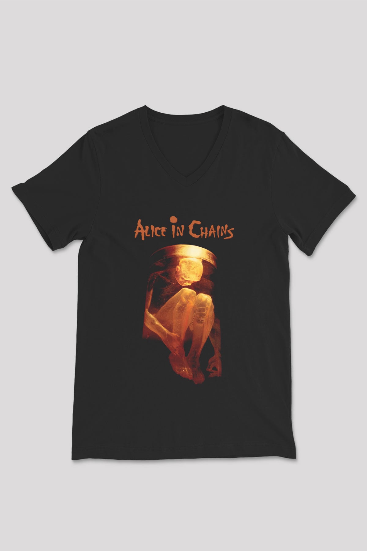 Alice in Chains Siyah Unisex V Yaka Tişört T-Shirt