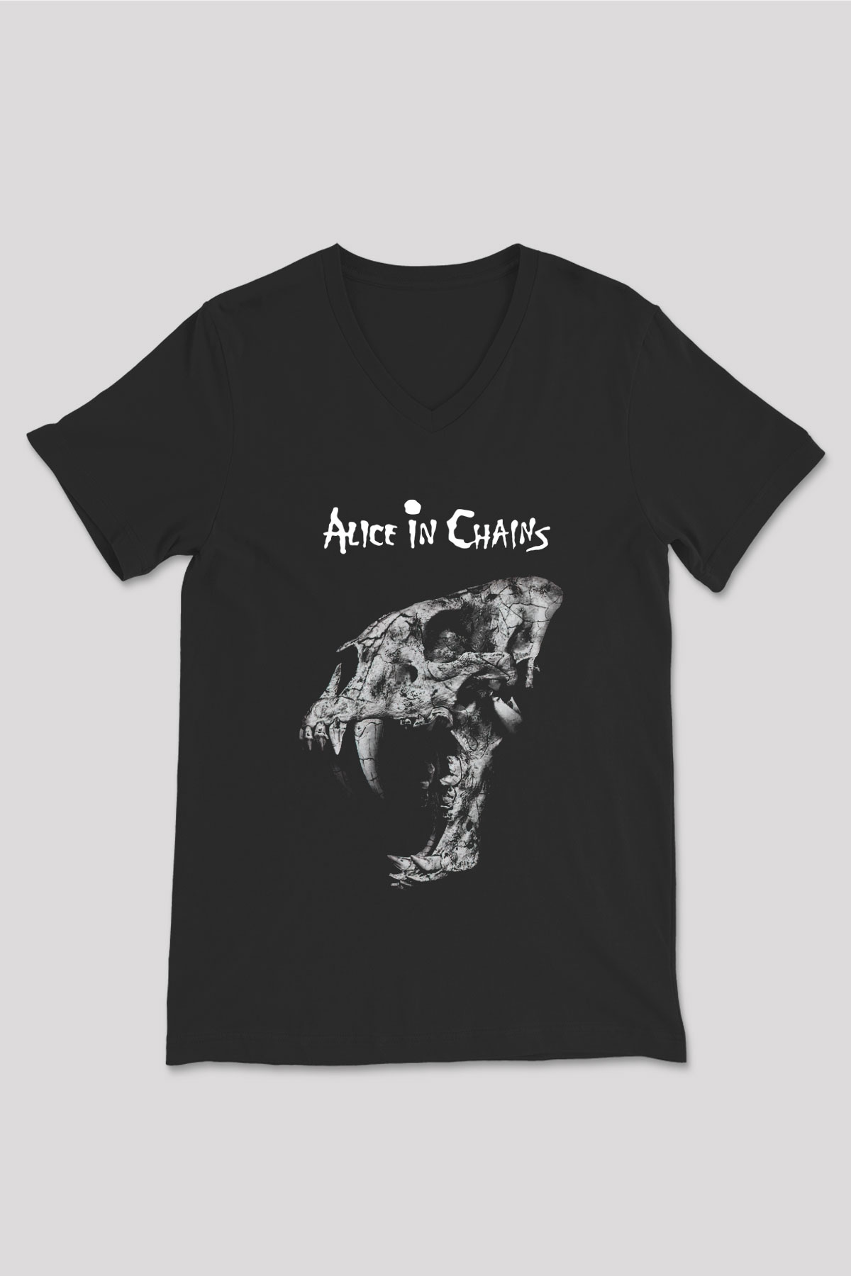 Alice in Chains Siyah Unisex V Yaka Tişört T-Shirt