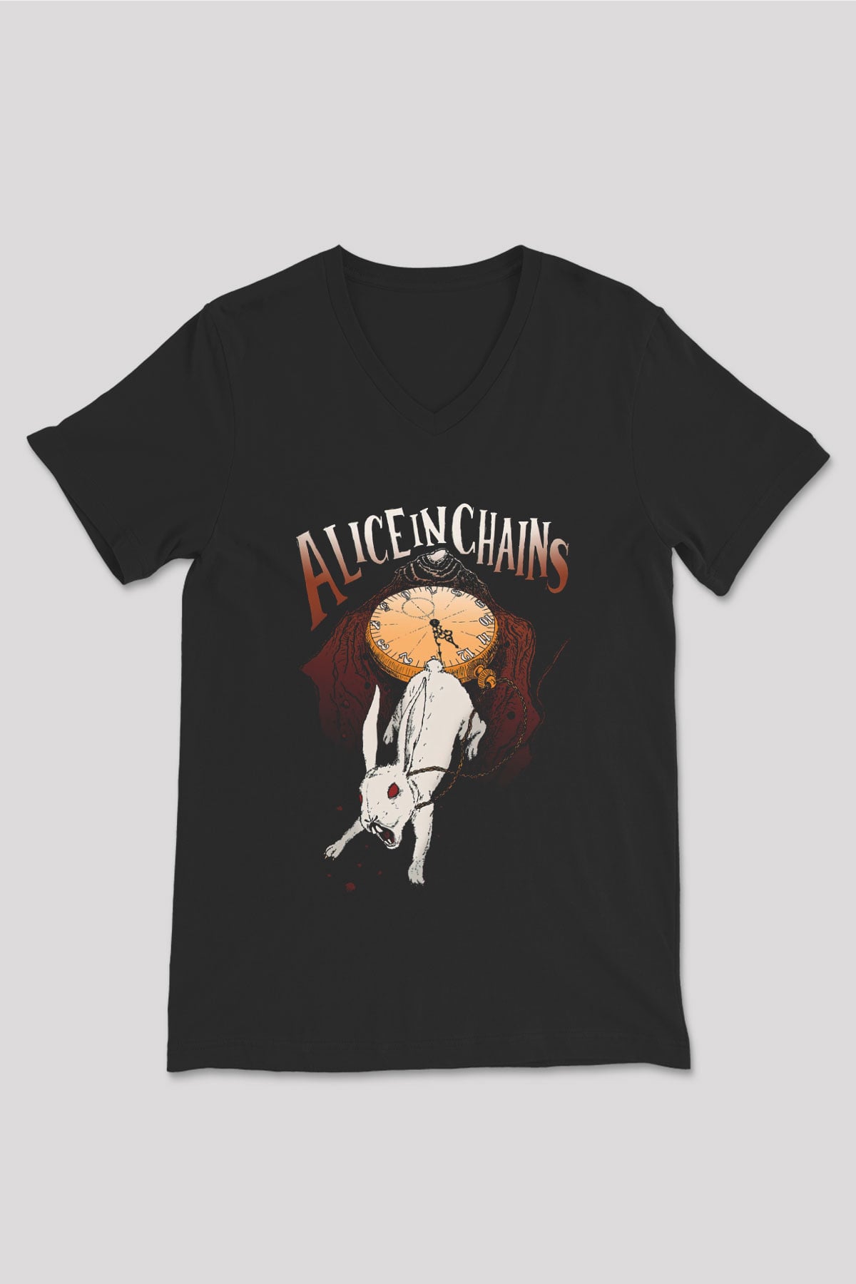 Alice in Chains Siyah Unisex V Yaka Tişört T-Shirt