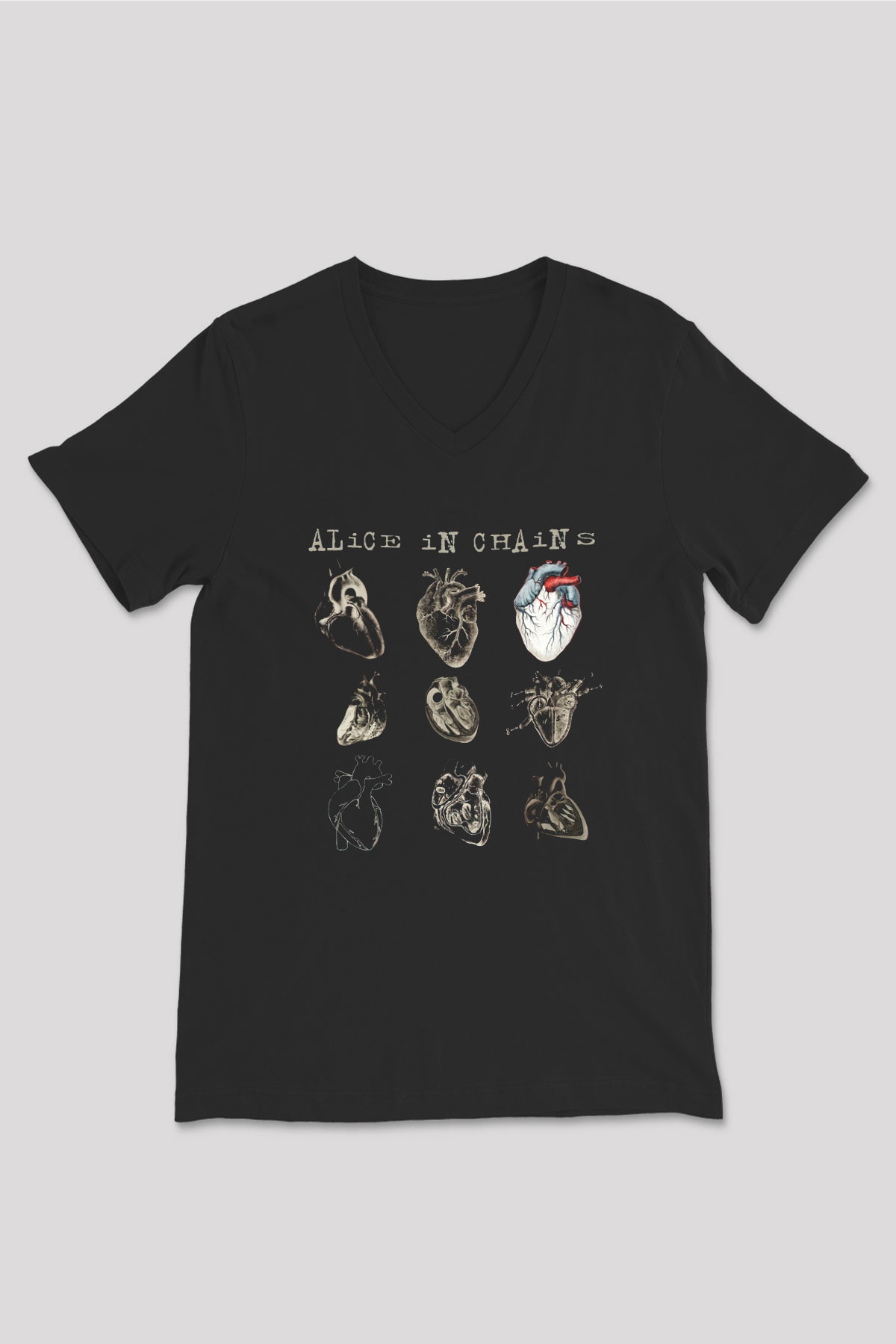Alice in Chains Siyah Unisex V Yaka Tişört T-Shirt