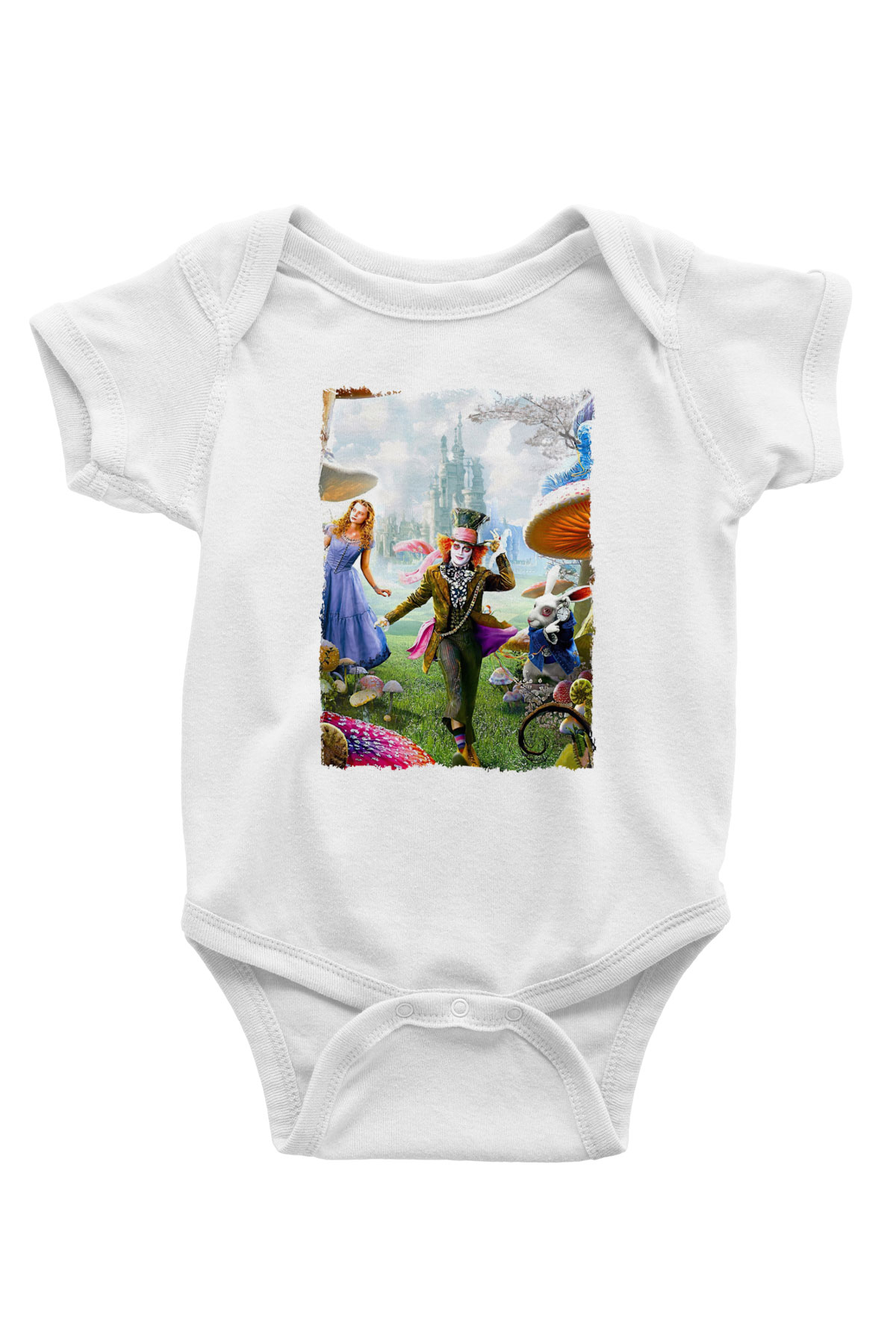 Alice in Wonderland Beyaz Bebek Body - Zıbın