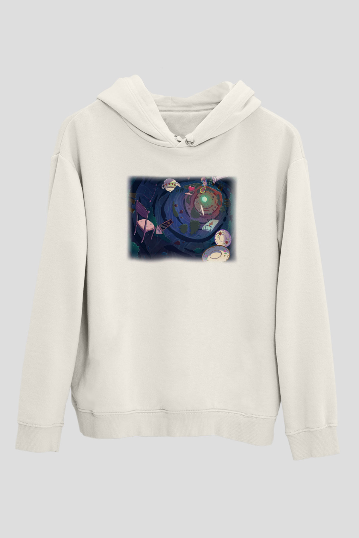Alice in Wonderland Beyaz Unisex Hoodie