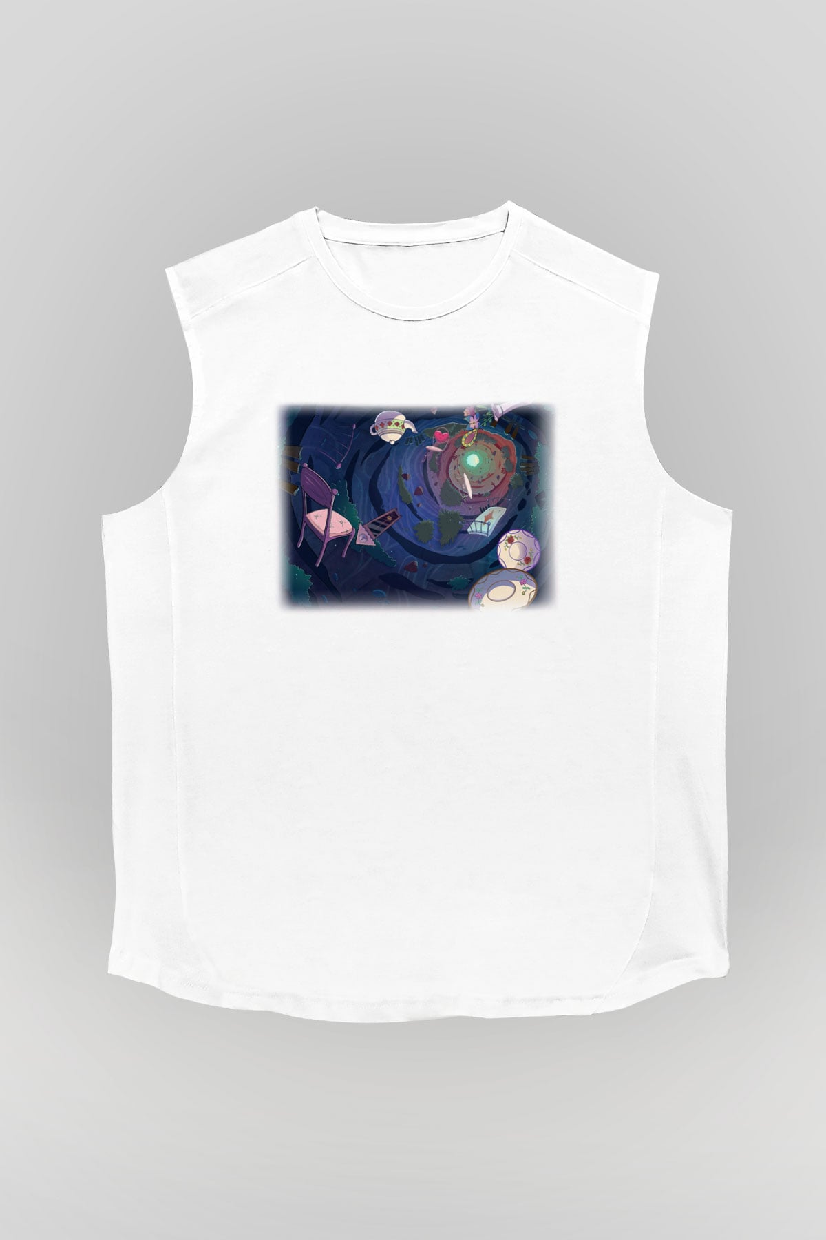 Alice in Wonderland Beyaz Unisex Kolsuz Tişört