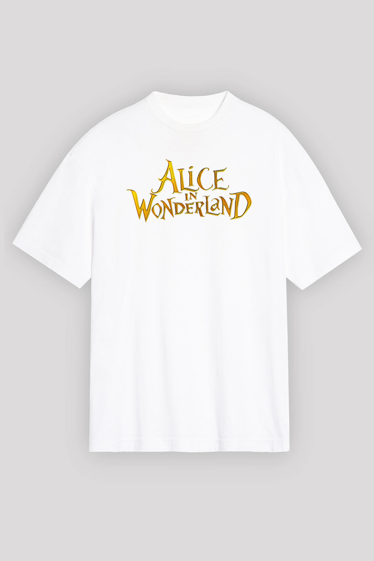 Alice in Wonderland Beyaz Unisex Oversize Tişört T-Shirt