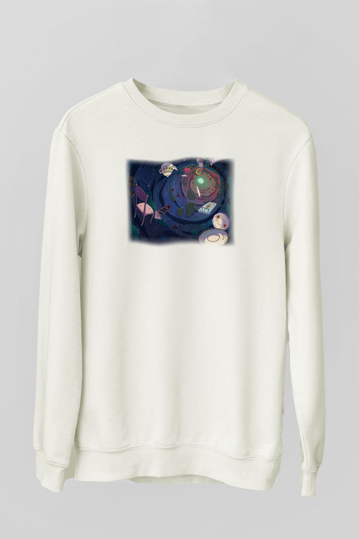Alice in Wonderland Beyaz Unisex Sweatshirt