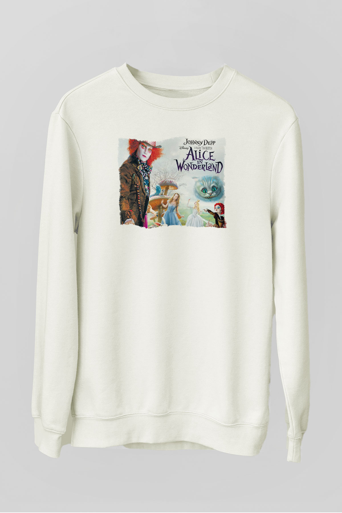 Alice in Wonderland Beyaz Unisex Sweatshirt