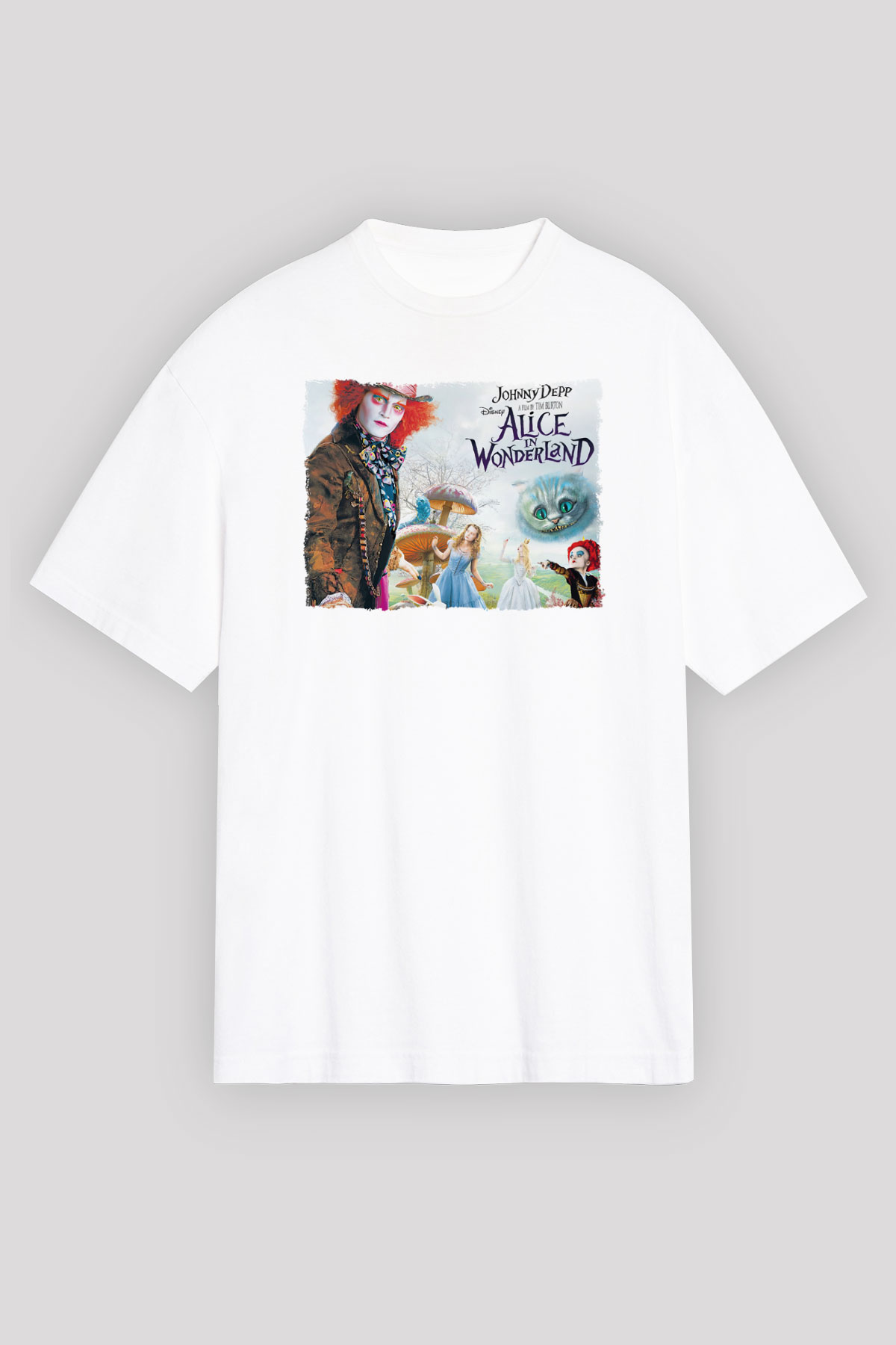 Alice in Wonderland Beyaz Unisex Tişört T-Shirt