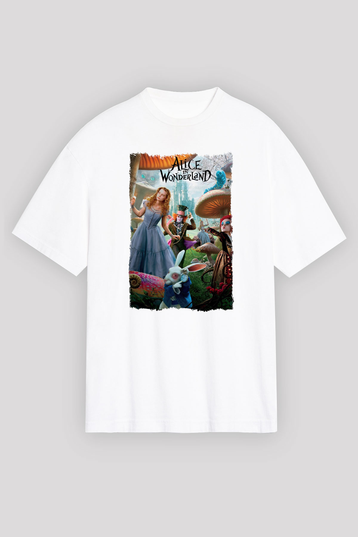 Alice in Wonderland Beyaz Unisex Tişört T-Shirt