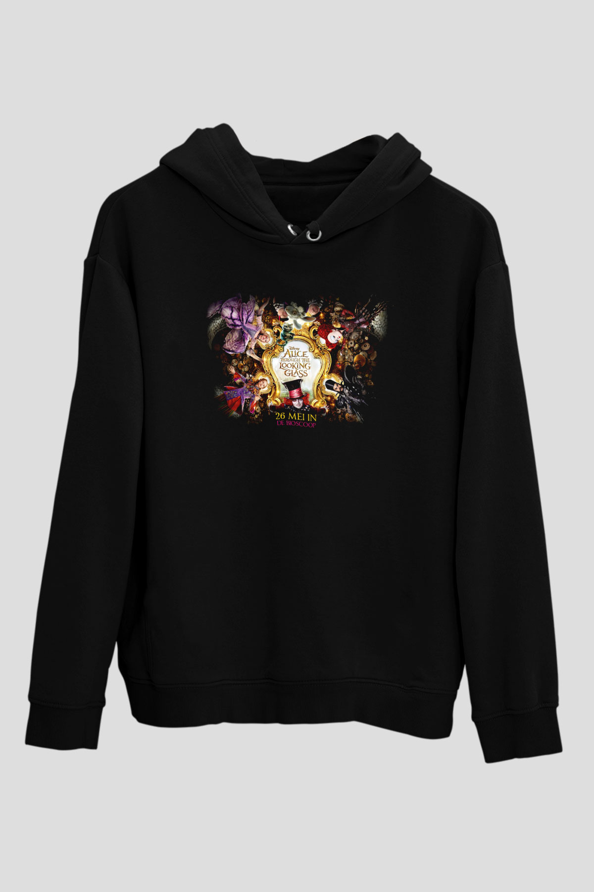 Alice in Wonderland Siyah Unisex Hoodie