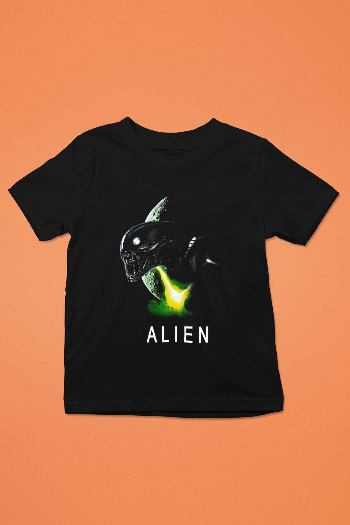 Alien Baskılı Siyah Unisex Çocuk Tişört
