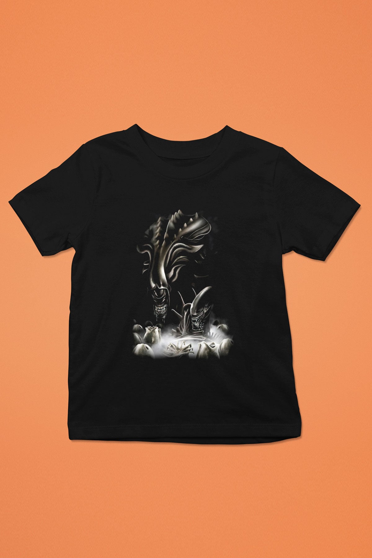 Alien Baskılı Siyah Unisex Çocuk Tişört