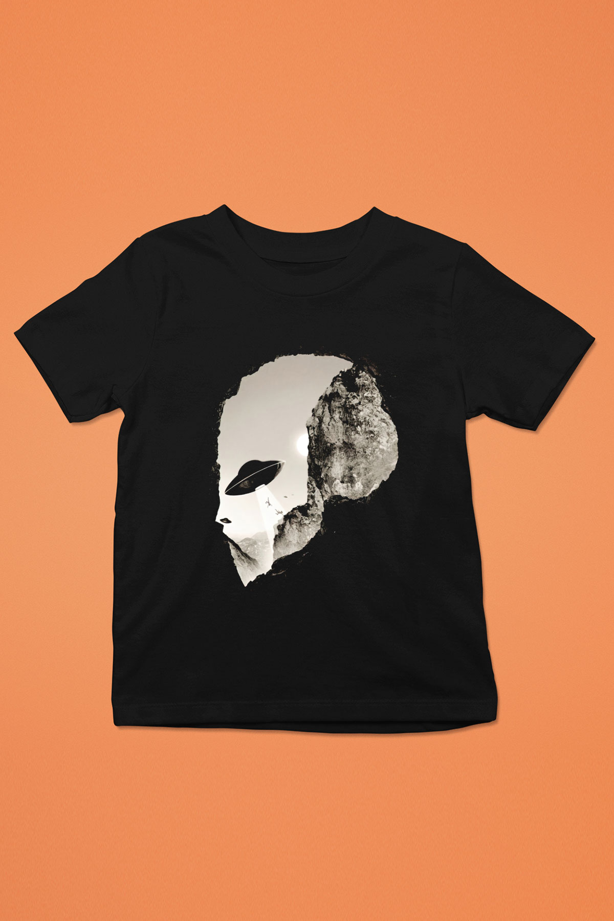 Alien Baskılı Siyah Unisex Çocuk Tişört