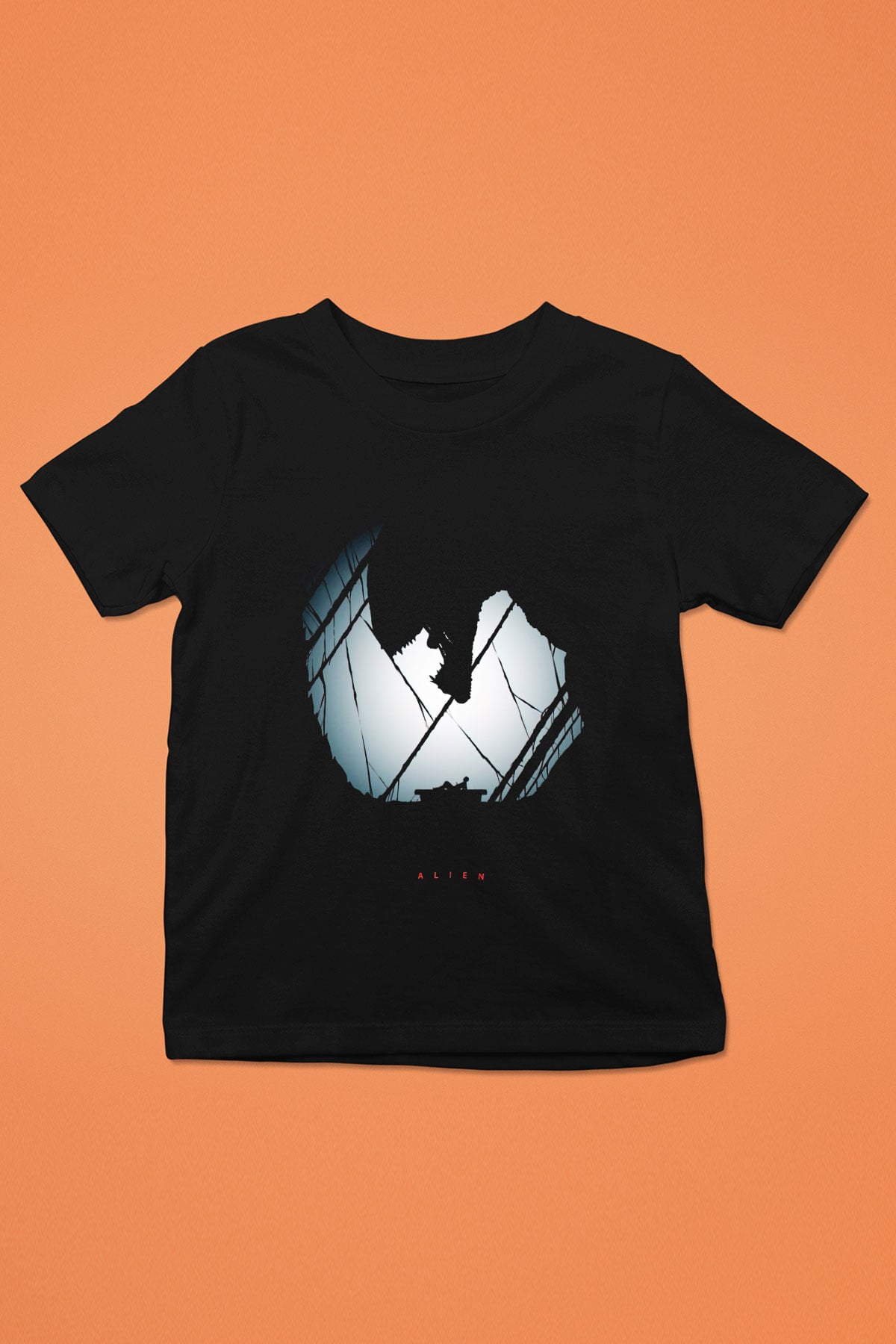 Alien Baskılı Siyah Unisex Çocuk Tişört