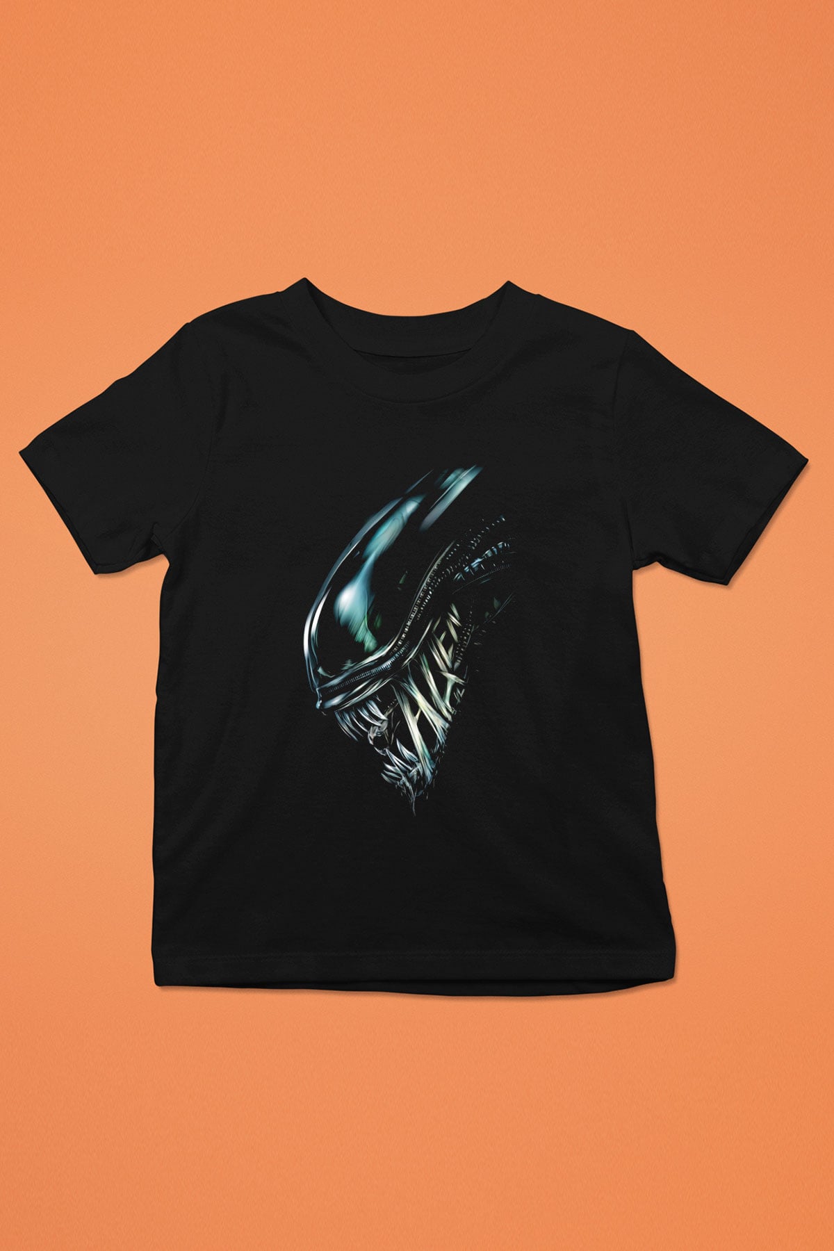 Alien Baskılı Siyah Unisex Çocuk Tişört