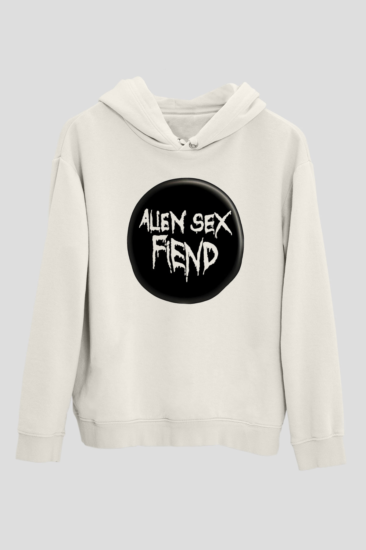 Alien Sex Fiend Baskılı Beyaz Unisex Kapüşonlu Sweatshirt