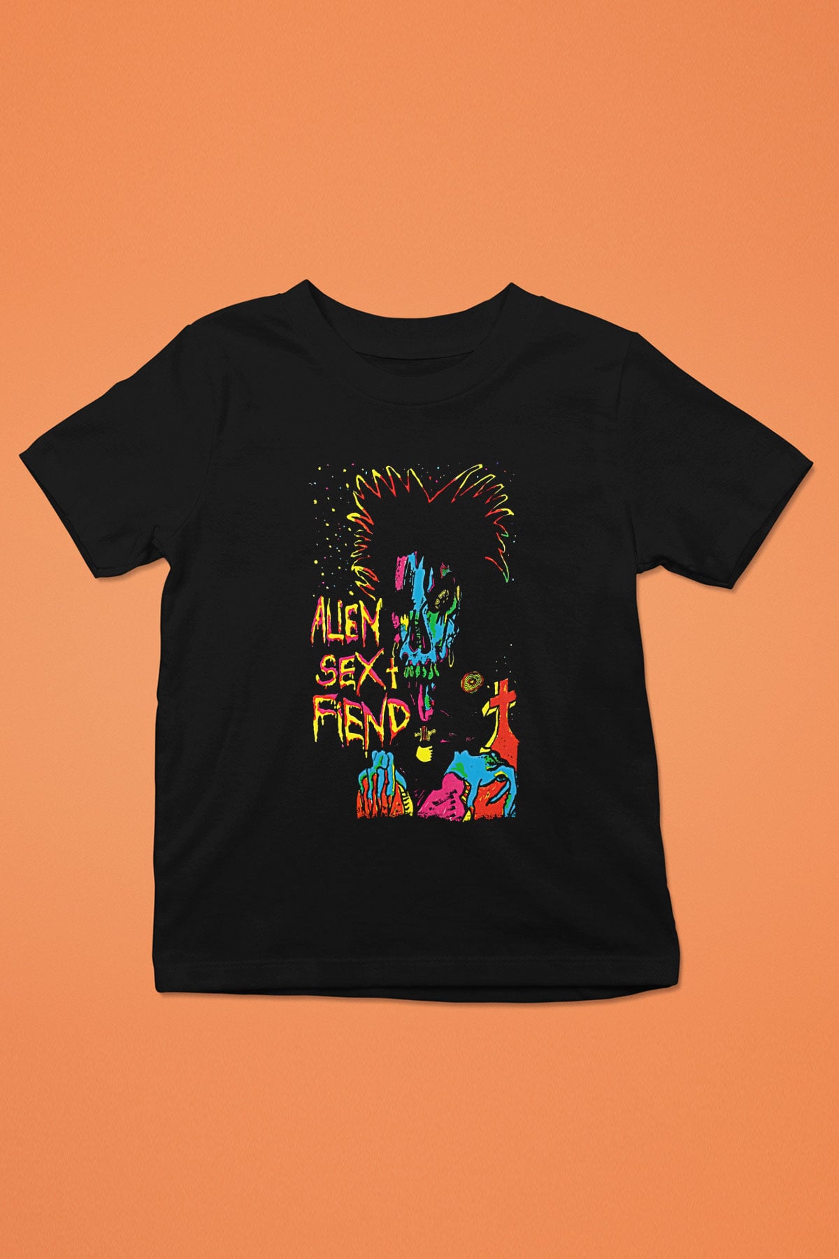 Alien Sex Fiend Baskılı Unisex Siyah Çocuk Tişört - Tshirt
