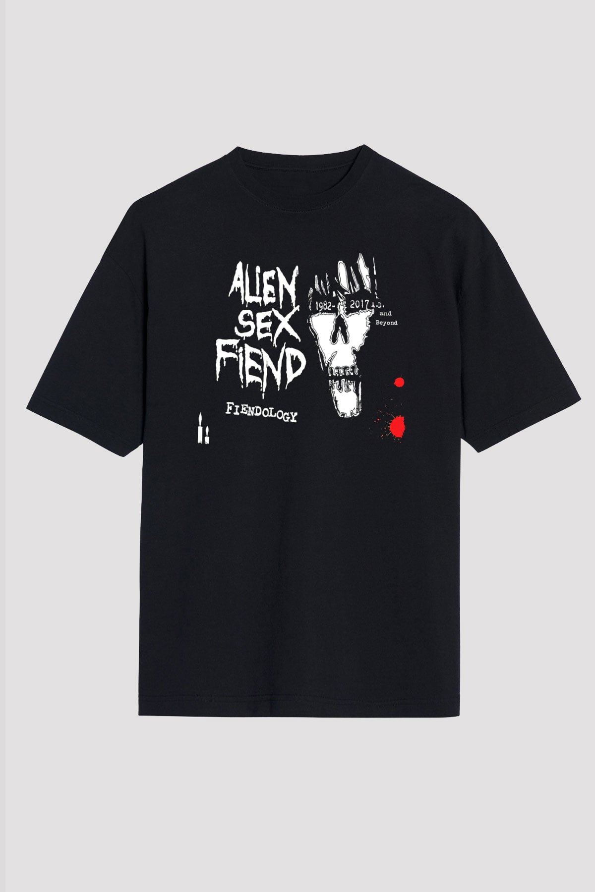 Alien Sex Fiend Baskılı Unisex Siyah Oversize Tişört - Tshirt