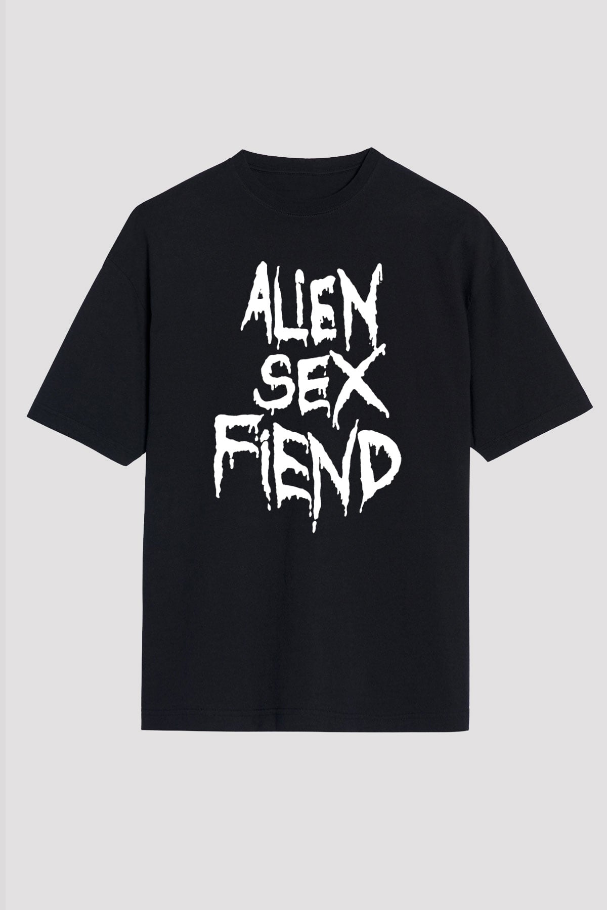Alien Sex Fiend Baskılı Unisex Siyah Oversize Tişört - Tshirt