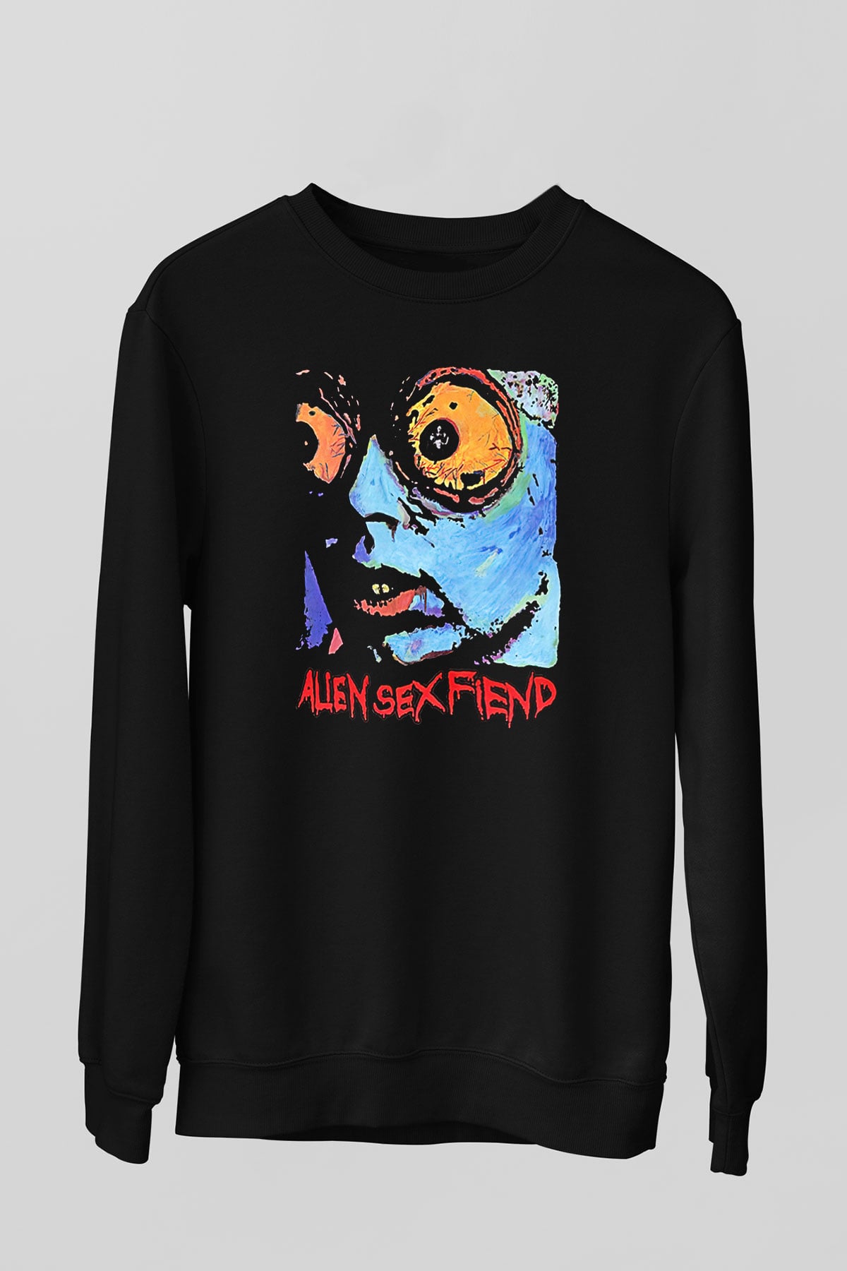 Alien Sex Fiend Baskılı Unisex Siyah Sweatshirt