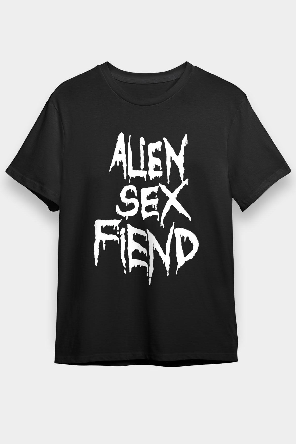 Alien Sex Fiend Baskılı Unisex Siyah Tişört - Tshirt