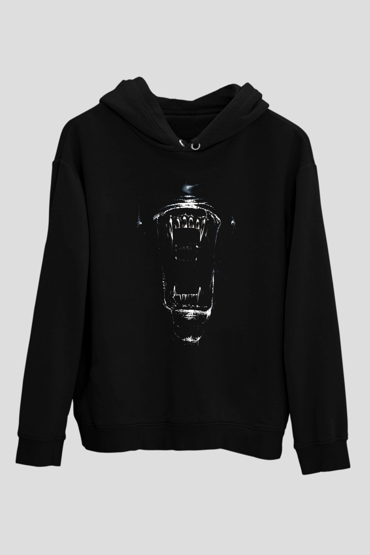 Alien Siyah Unisex Kapşonlu Sweatshirt