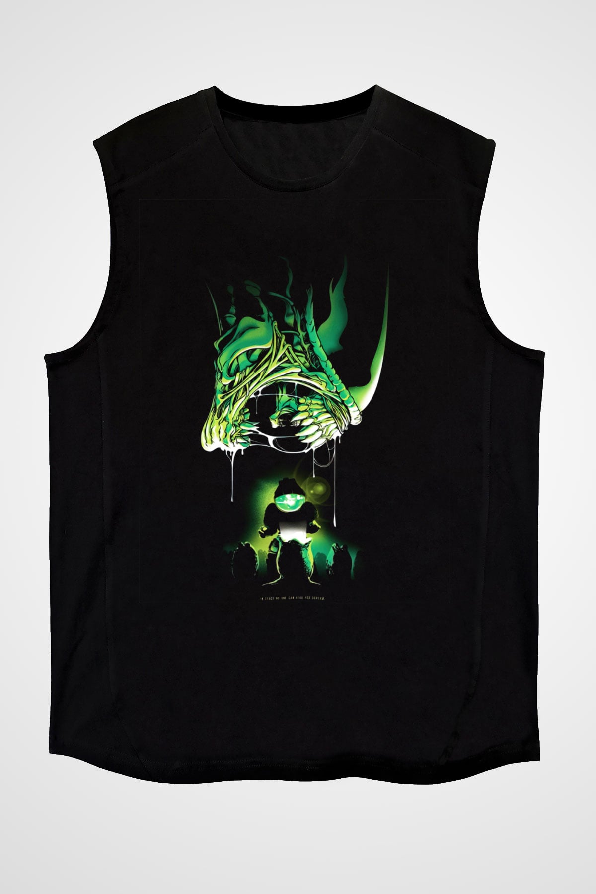 Alien Siyah Unisex Kolsuz Tişört