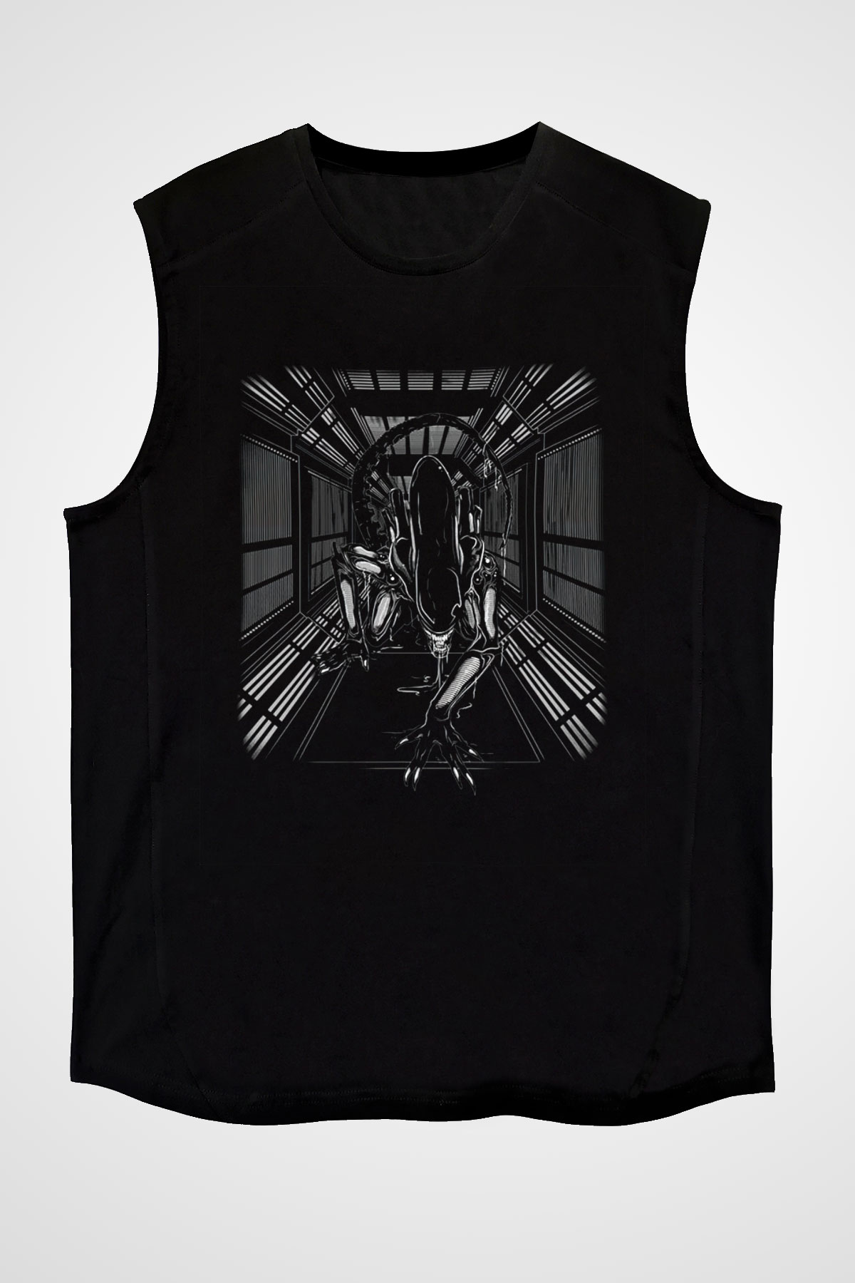 Alien Siyah Unisex Kolsuz Tişört