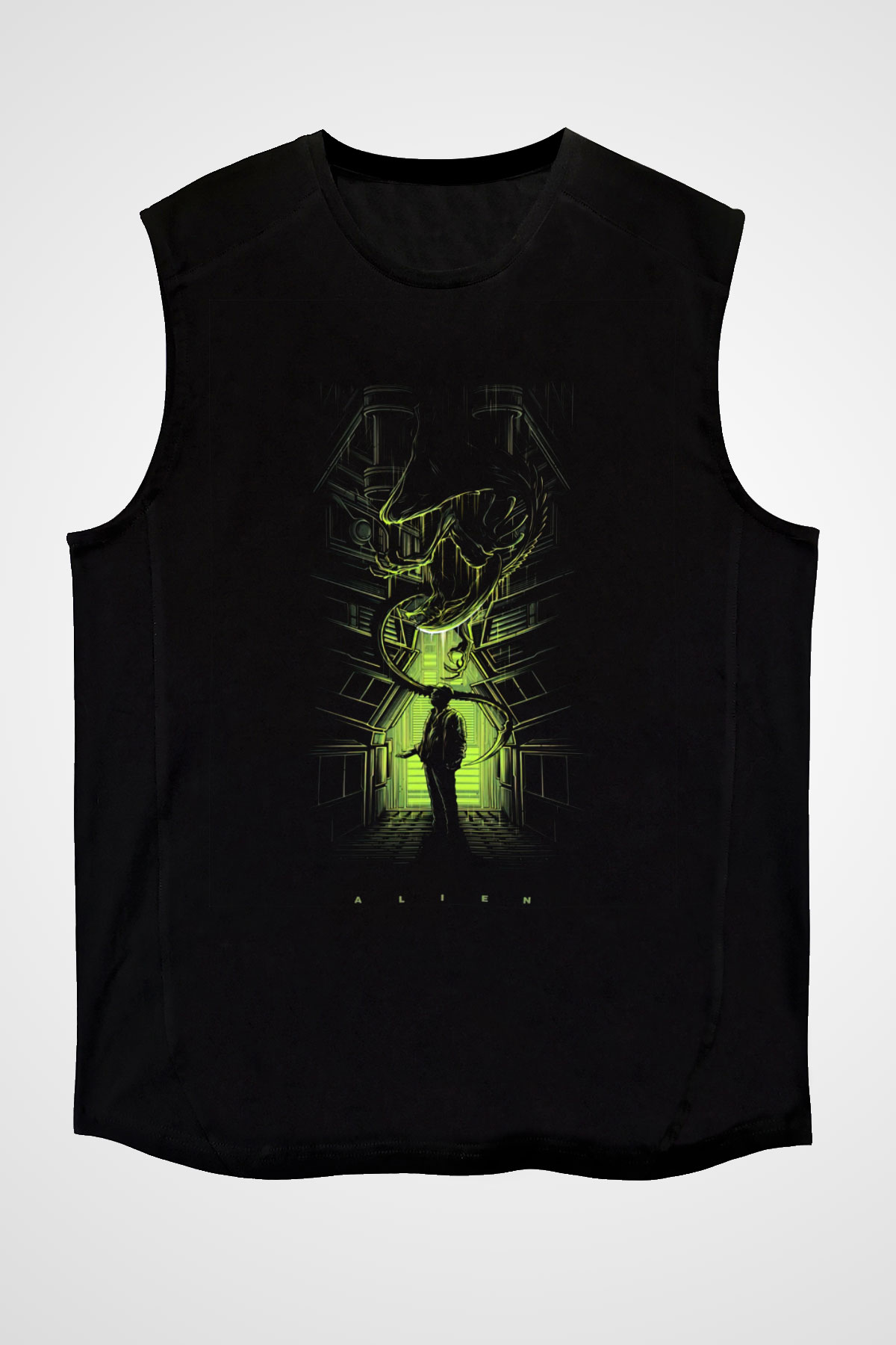 Alien Siyah Unisex Kolsuz Tişört