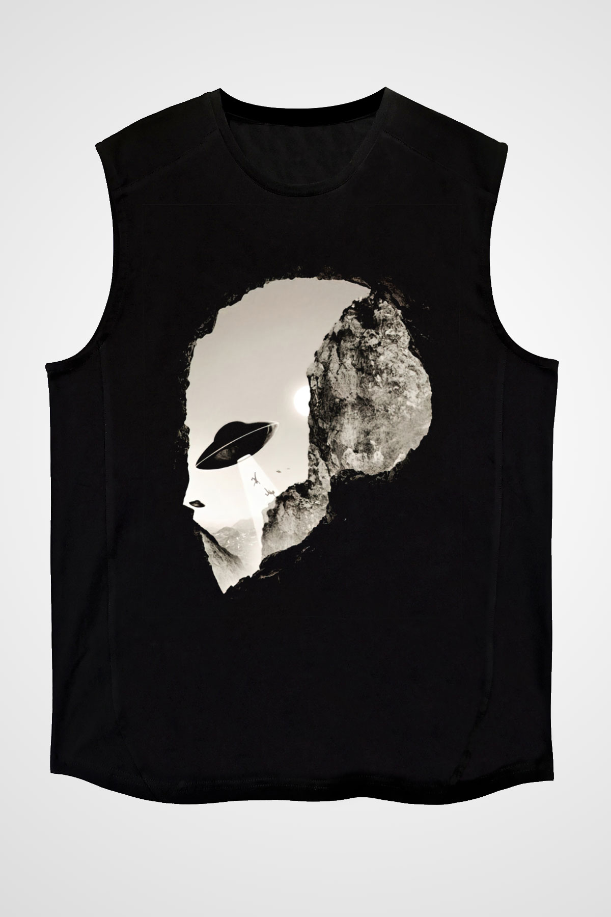 Alien Siyah Unisex Kolsuz Tişört