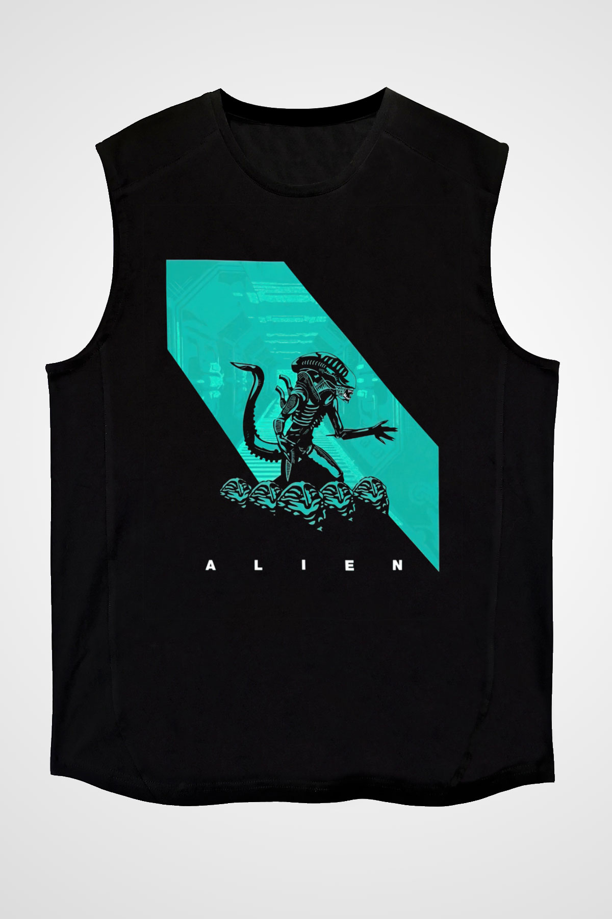 Alien Siyah Unisex Kolsuz Tişört