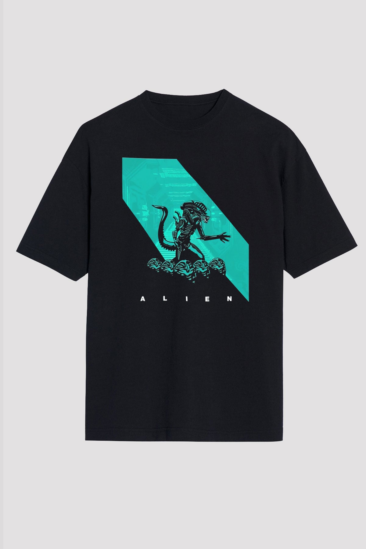 Alien Siyah Unisex Oversize Tişört