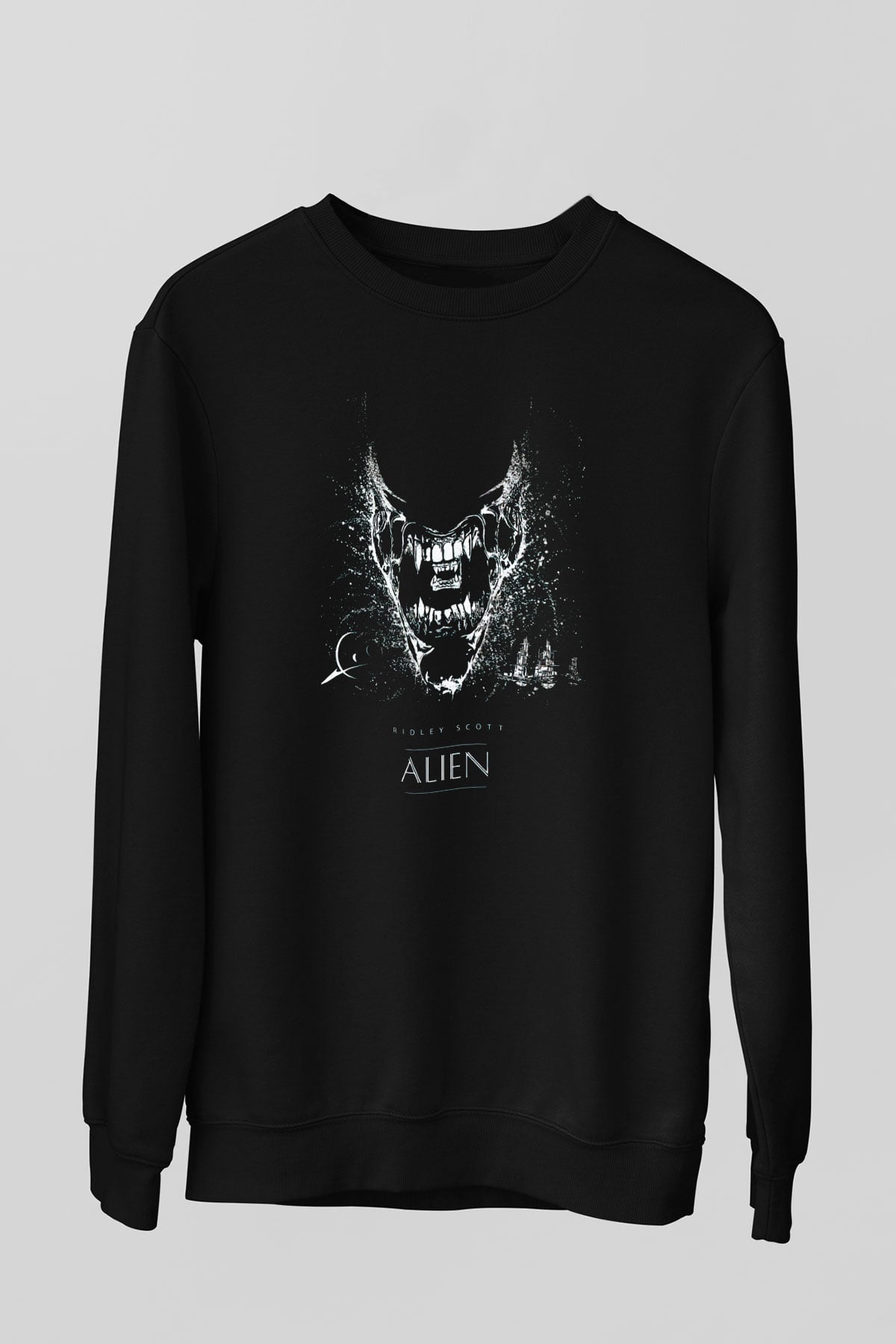 Alien Siyah Unisex Sweatshirt