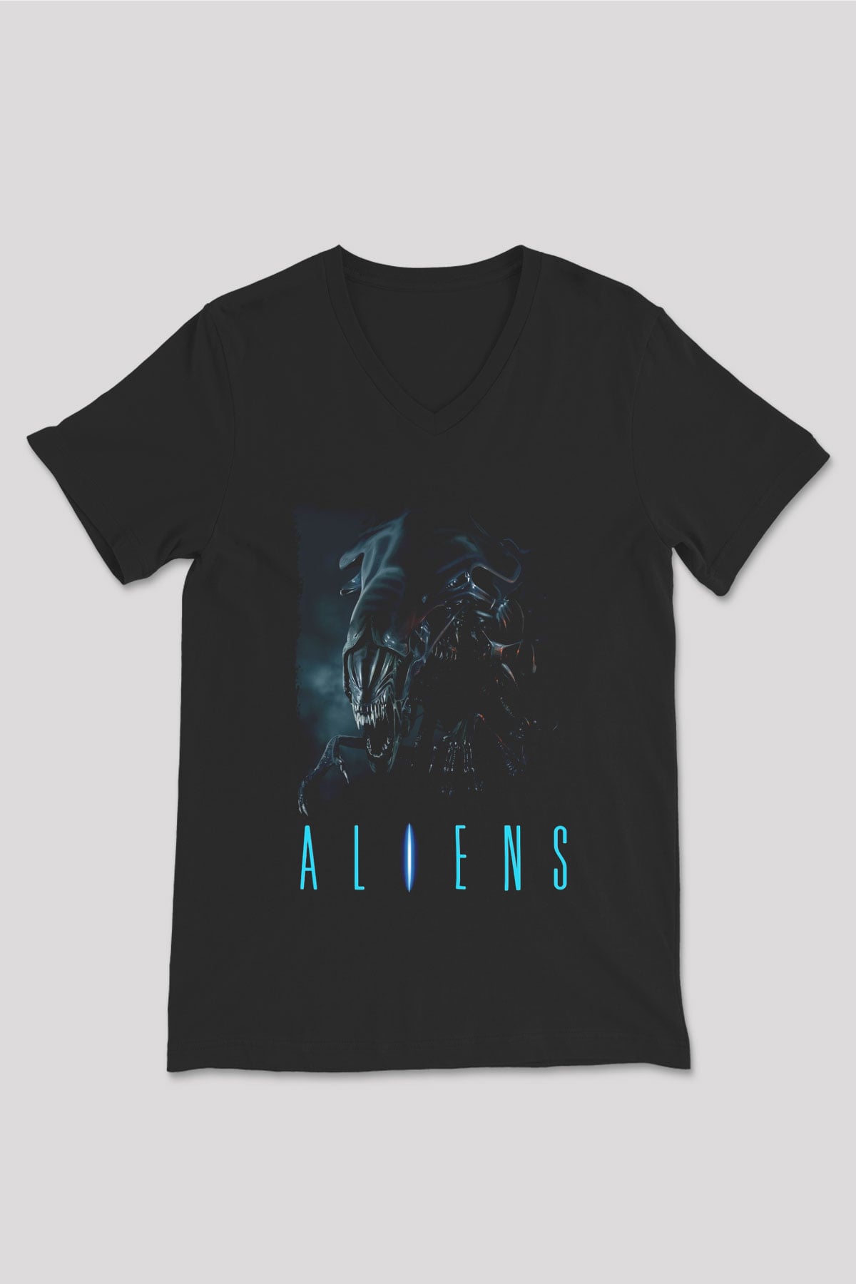 Alien Siyah Unisex V Yaka Tişört