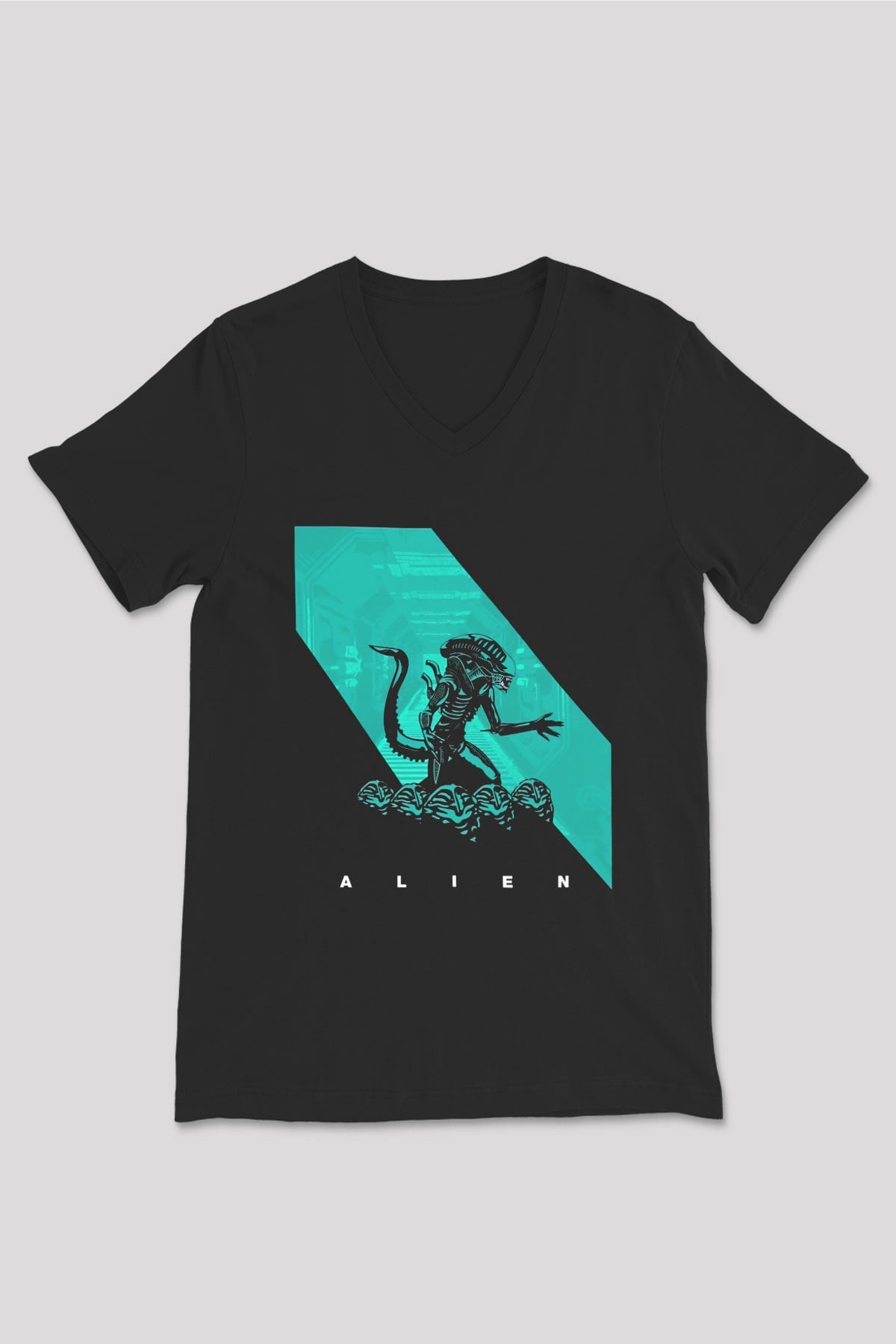 Alien Siyah Unisex V Yaka Tişört
