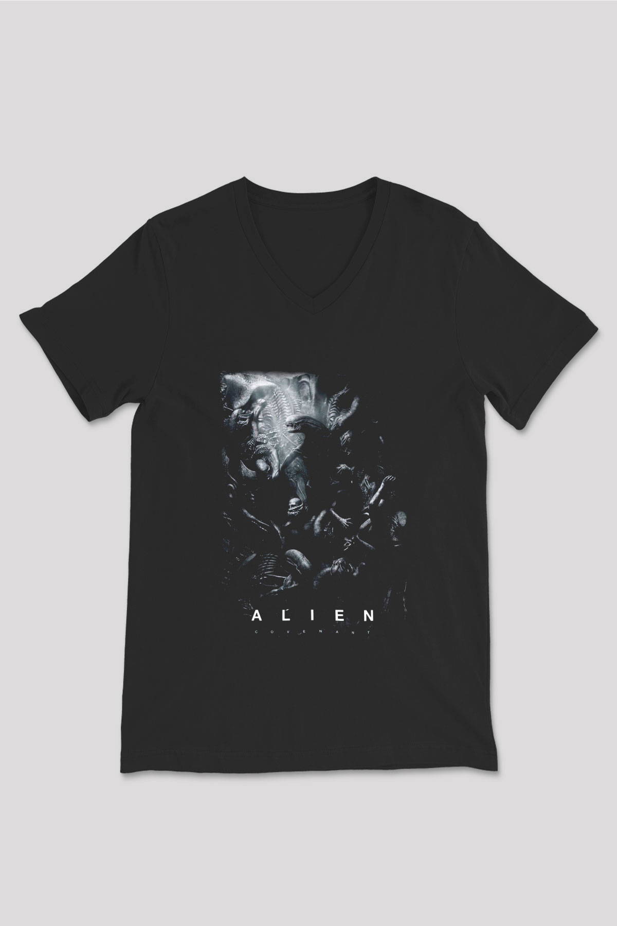 Alien Siyah Unisex V Yaka Tişört T-Shirt