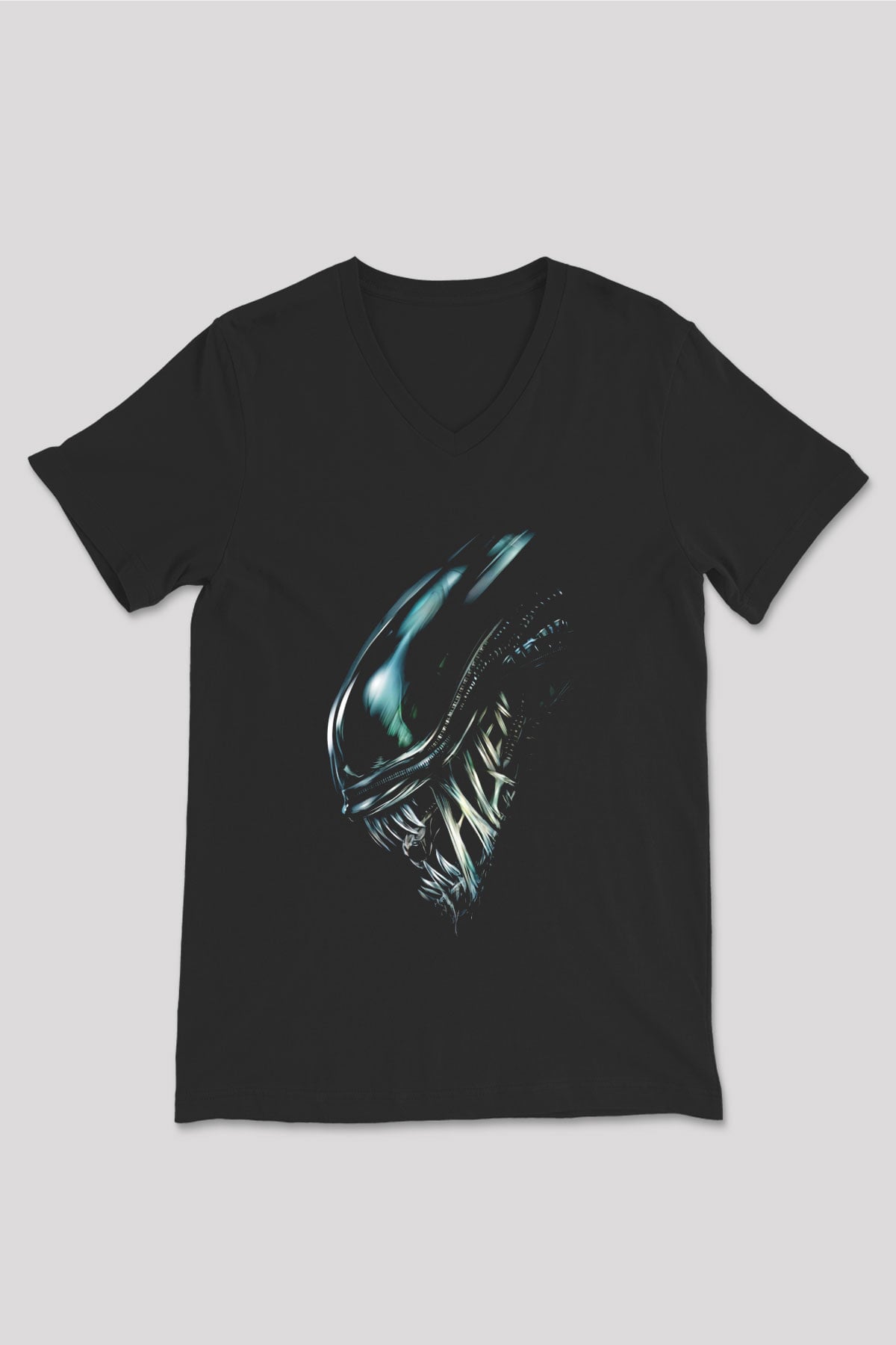 Alien Siyah Unisex V Yaka Tişört T-Shirt