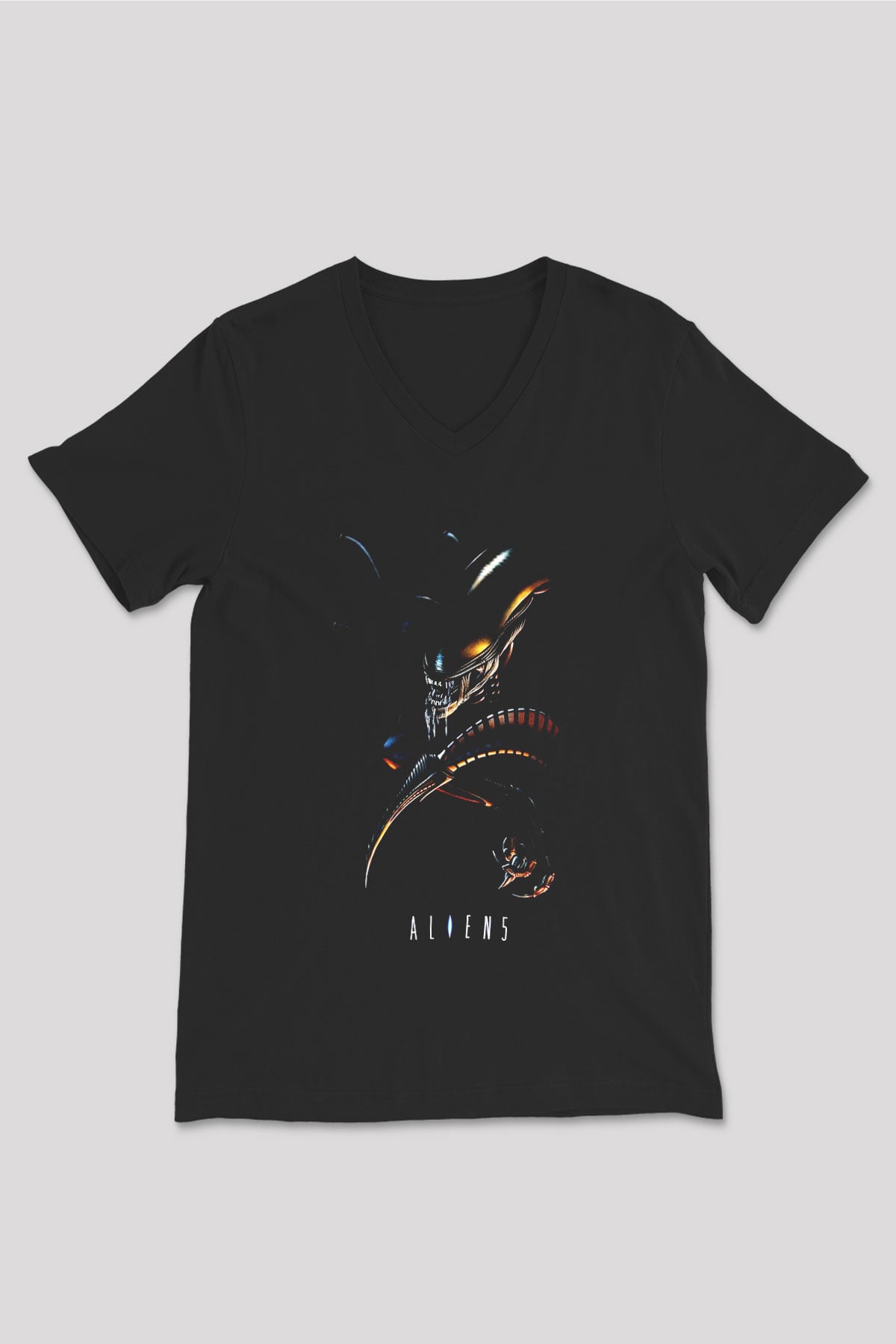 Alien Siyah Unisex V Yaka Tişört T-Shirt