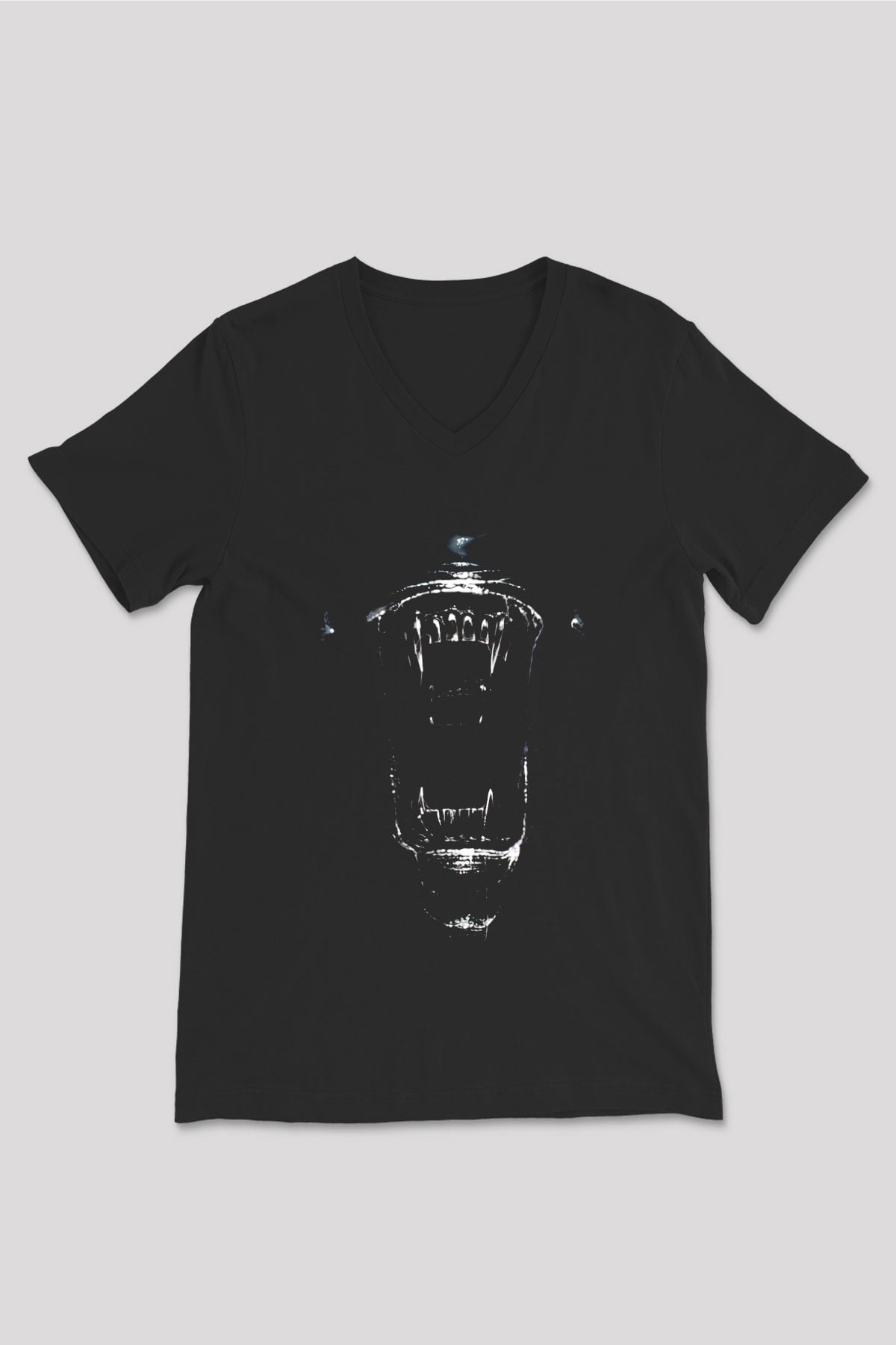 Alien Siyah Unisex V Yaka Tişört T-Shirt